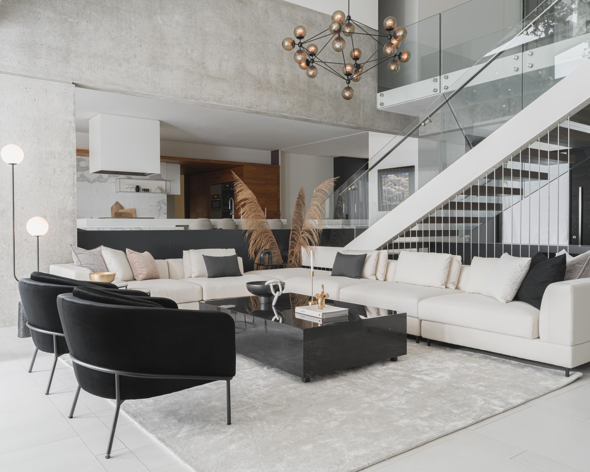 Antonio Scene featuring Angelo Lounge Chairs in Black Velvet