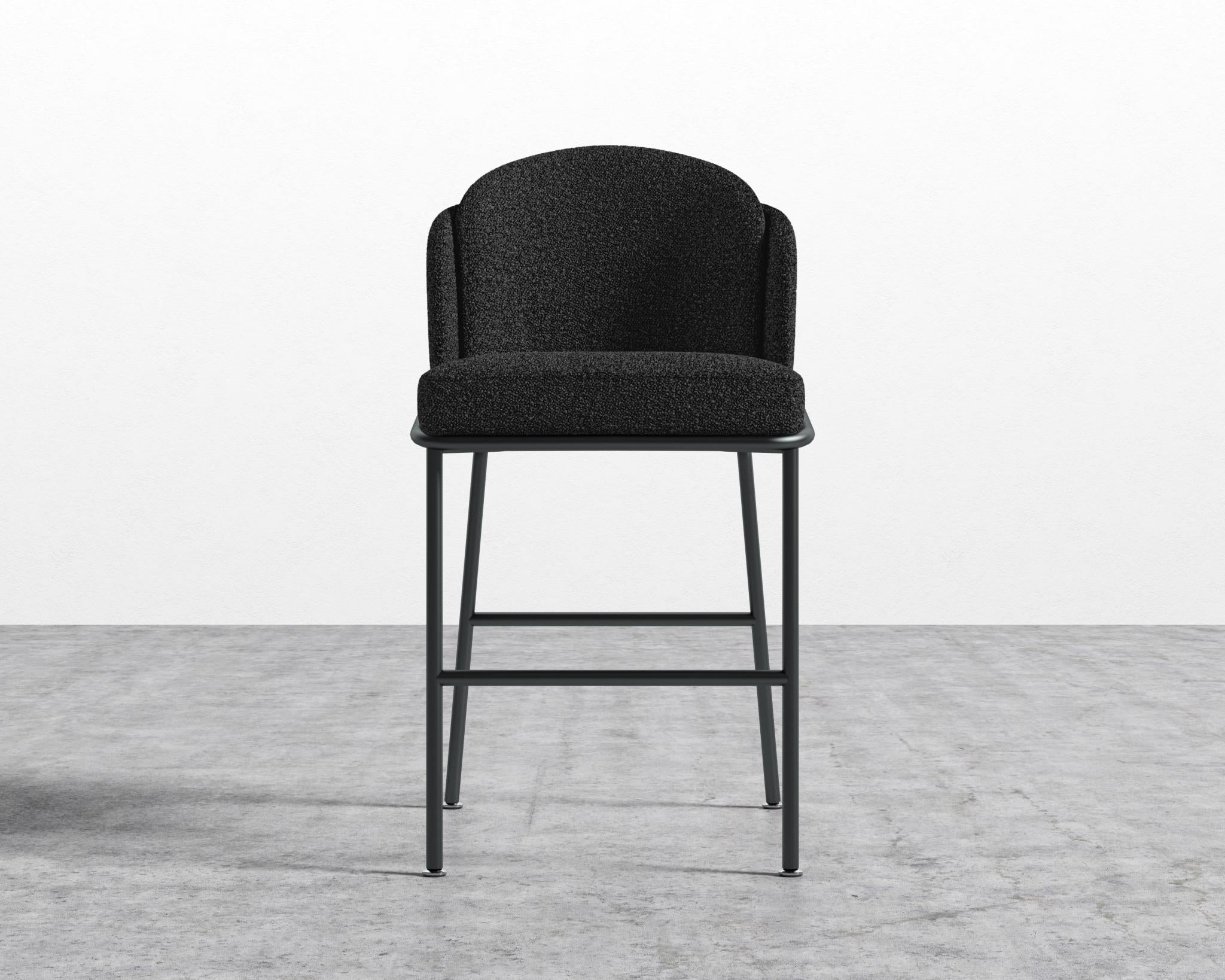 Angelo Counter Stool - Black - Angelo, Chatou Bouclé - Caviar