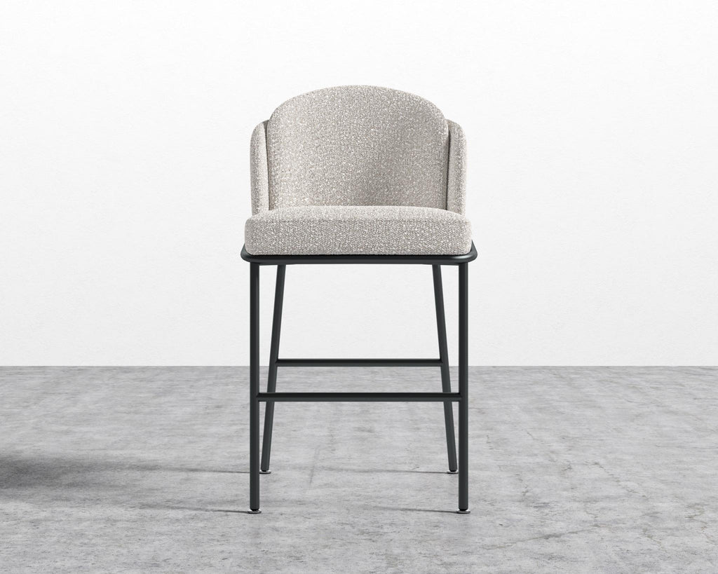 Angelo Counter Stool - Black - Angelo, Chatou Bouclé - Pearl