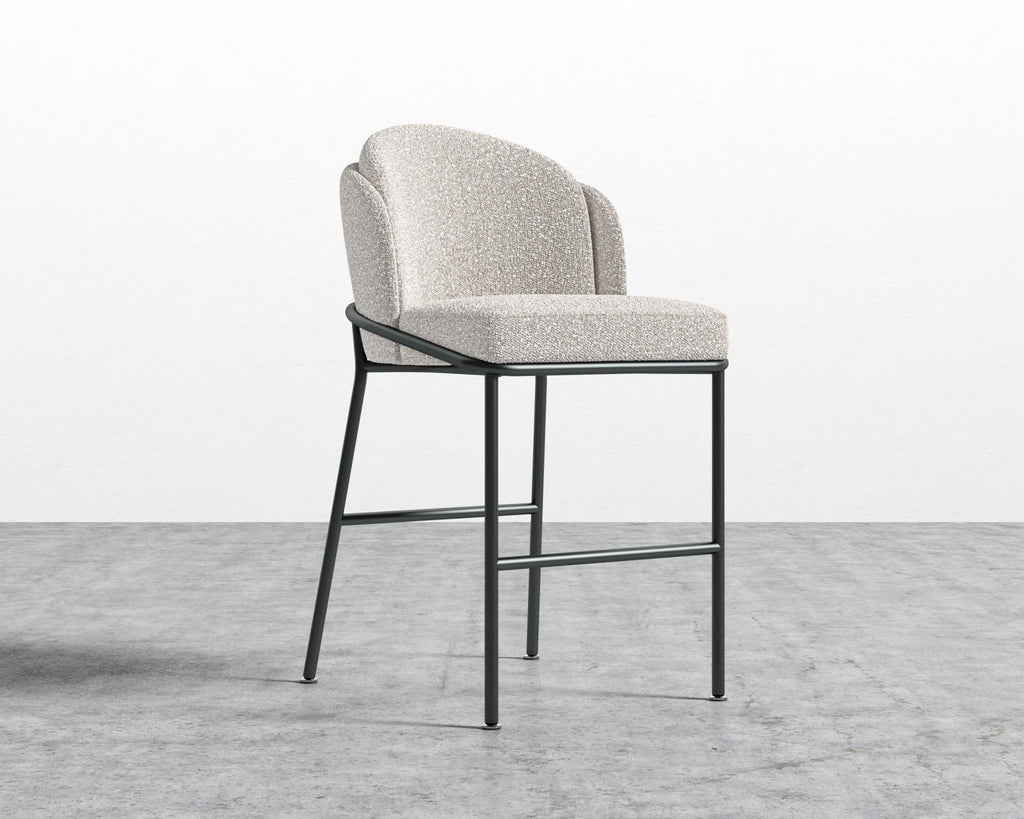 Angelo Counter Stool - Black - Angelo, Chatou Bouclé - Pearl