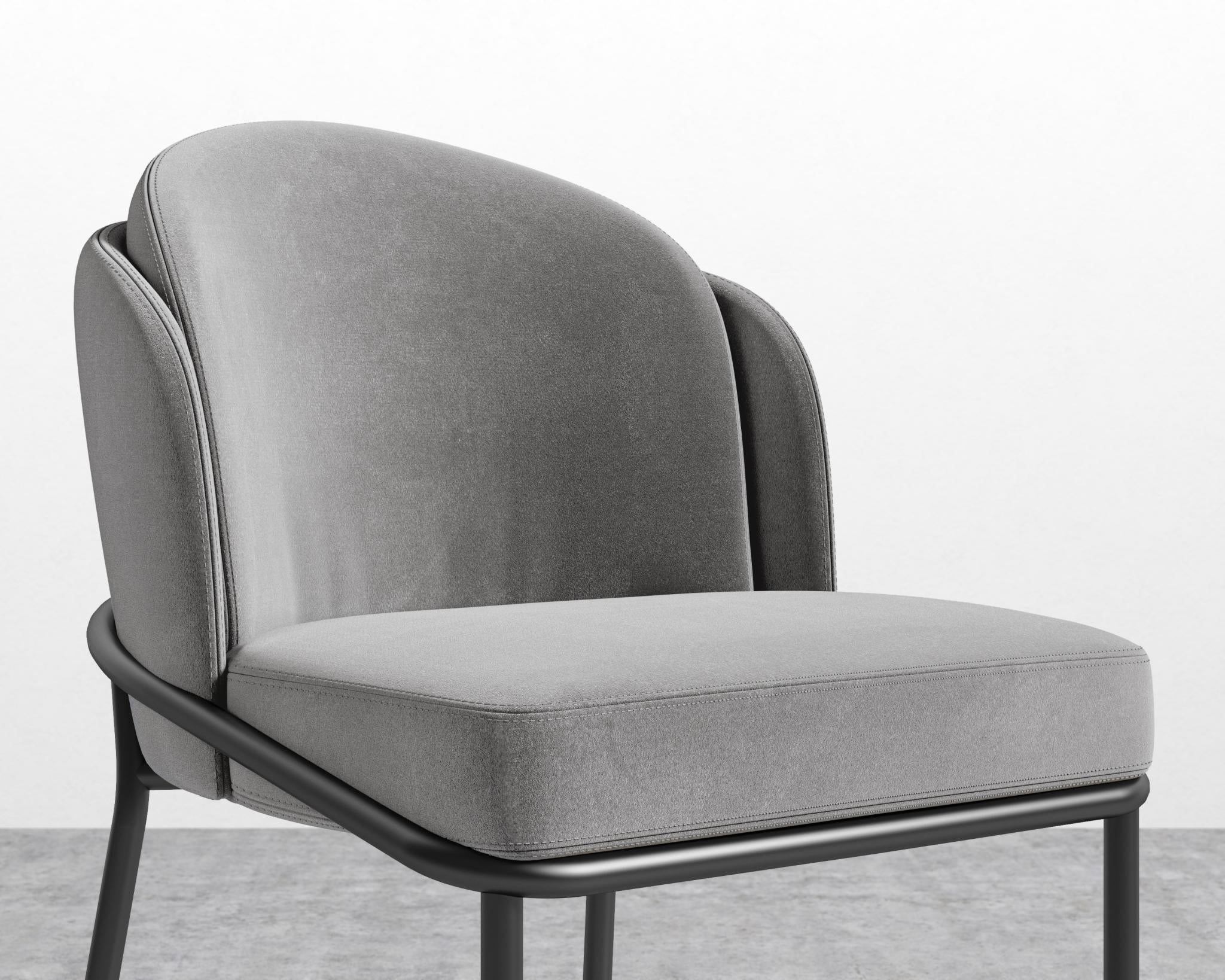 Angelo Counter Stool - Black - Angelo, Plush Velvet - Glacier Grey