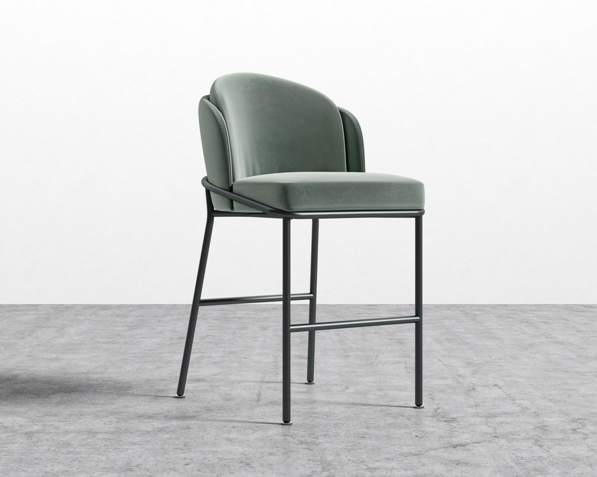 Angelo Counter Stool - Black - Angelo, Plush Velvet - Moonstone