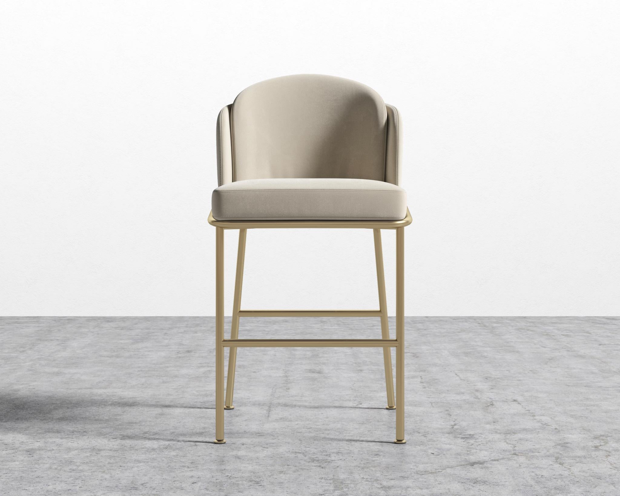 Angelo Counter Stool - Black - Angelo, Signature Plush Velvet - Warm Taupe