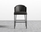 Angelo Counter Stool - Black - Angelo, Microfiber Leather - Trento Jet Black
