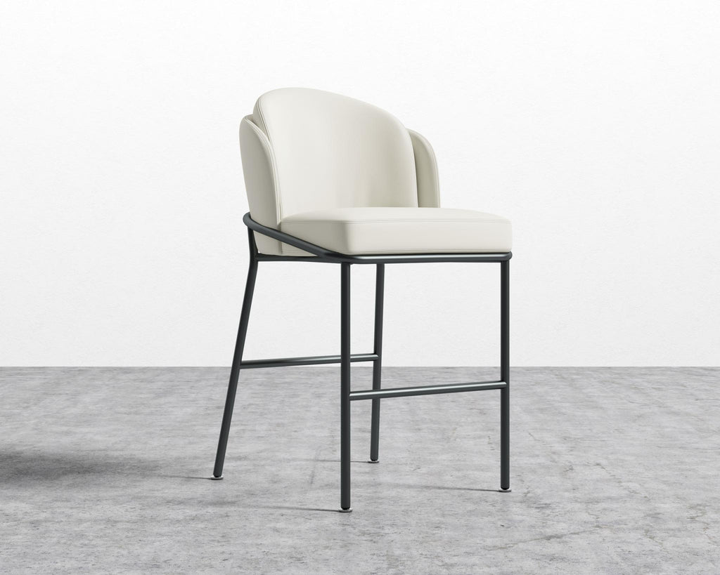 Angelo Counter Stool - Black - Angelo, Microfiber Leather - Trento Eggshell