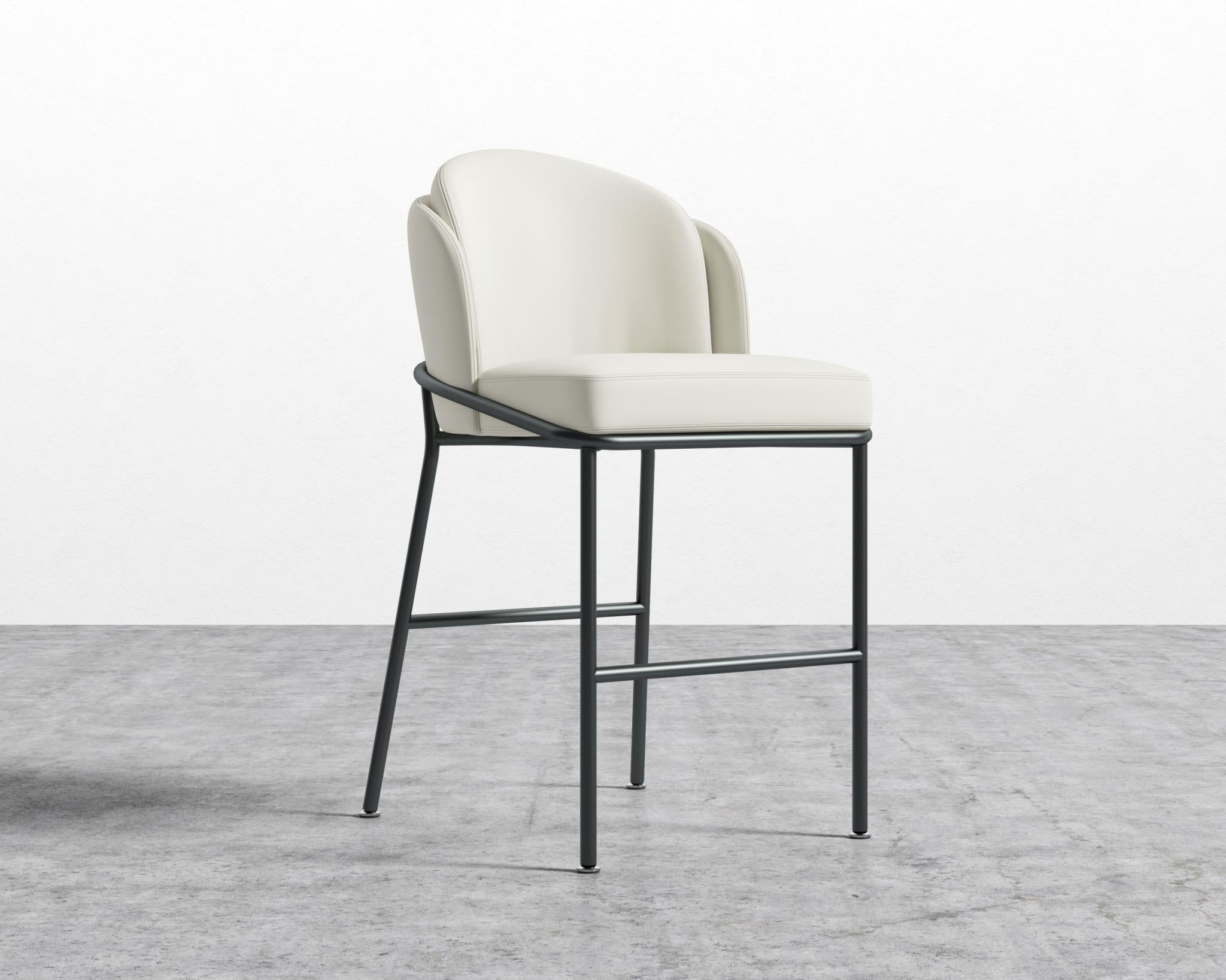 Angelo Counter Stool - Black - Angelo, Microfiber Leather - Trento Eggshell