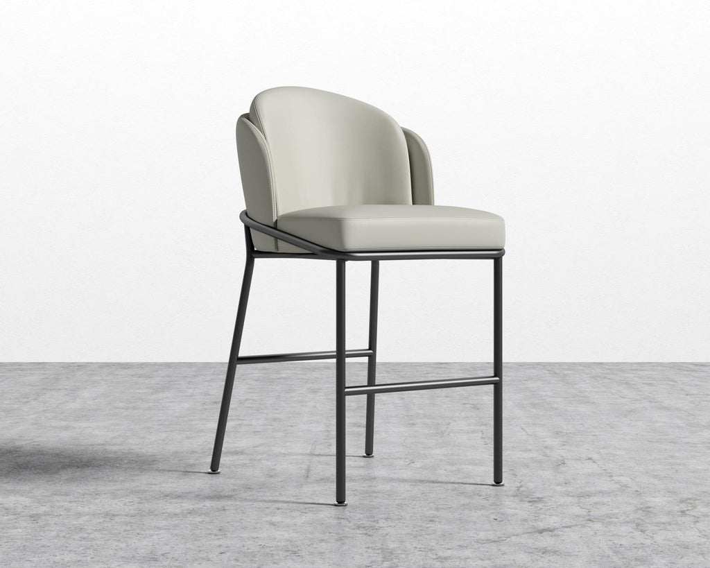 Angelo Counter Stool - Black - Angelo, Microfiber Leather - Trento Taupe