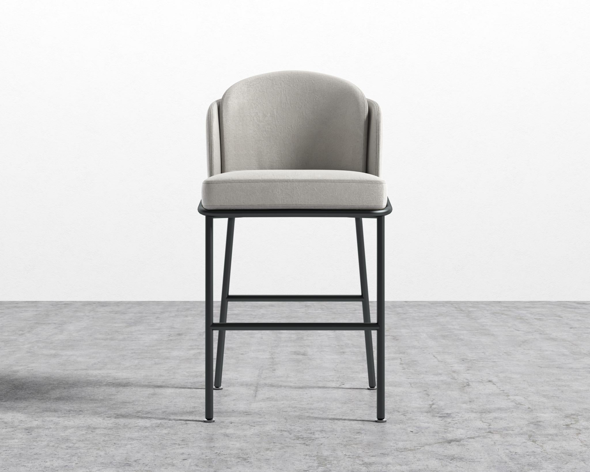 Angelo Counter Stool - Black - Angelo, Venice Vegan Suede - Chiffon