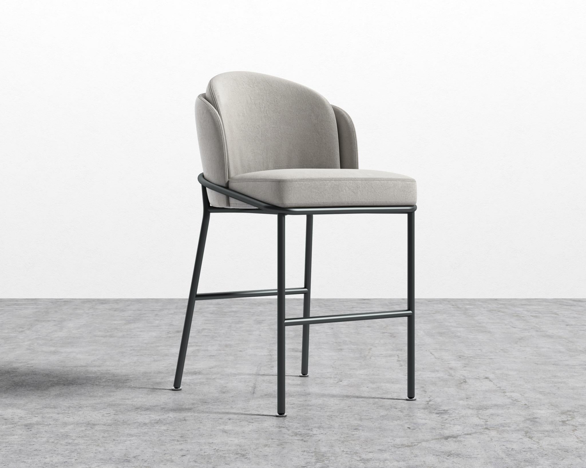 Angelo Counter Stool - Black - Angelo, Venice Vegan Suede - Chiffon