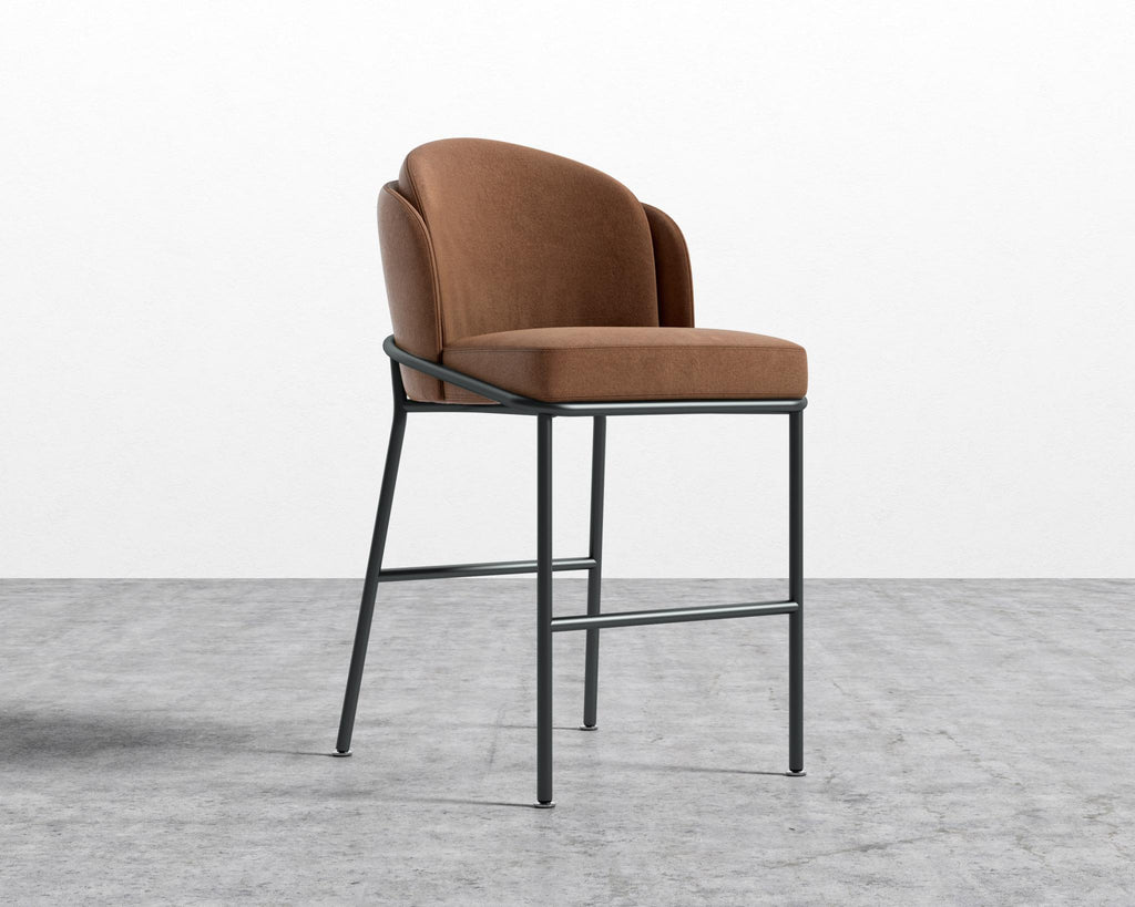 Angelo Counter Stool - Black - Angelo, Venice Vegan Suede - Cider