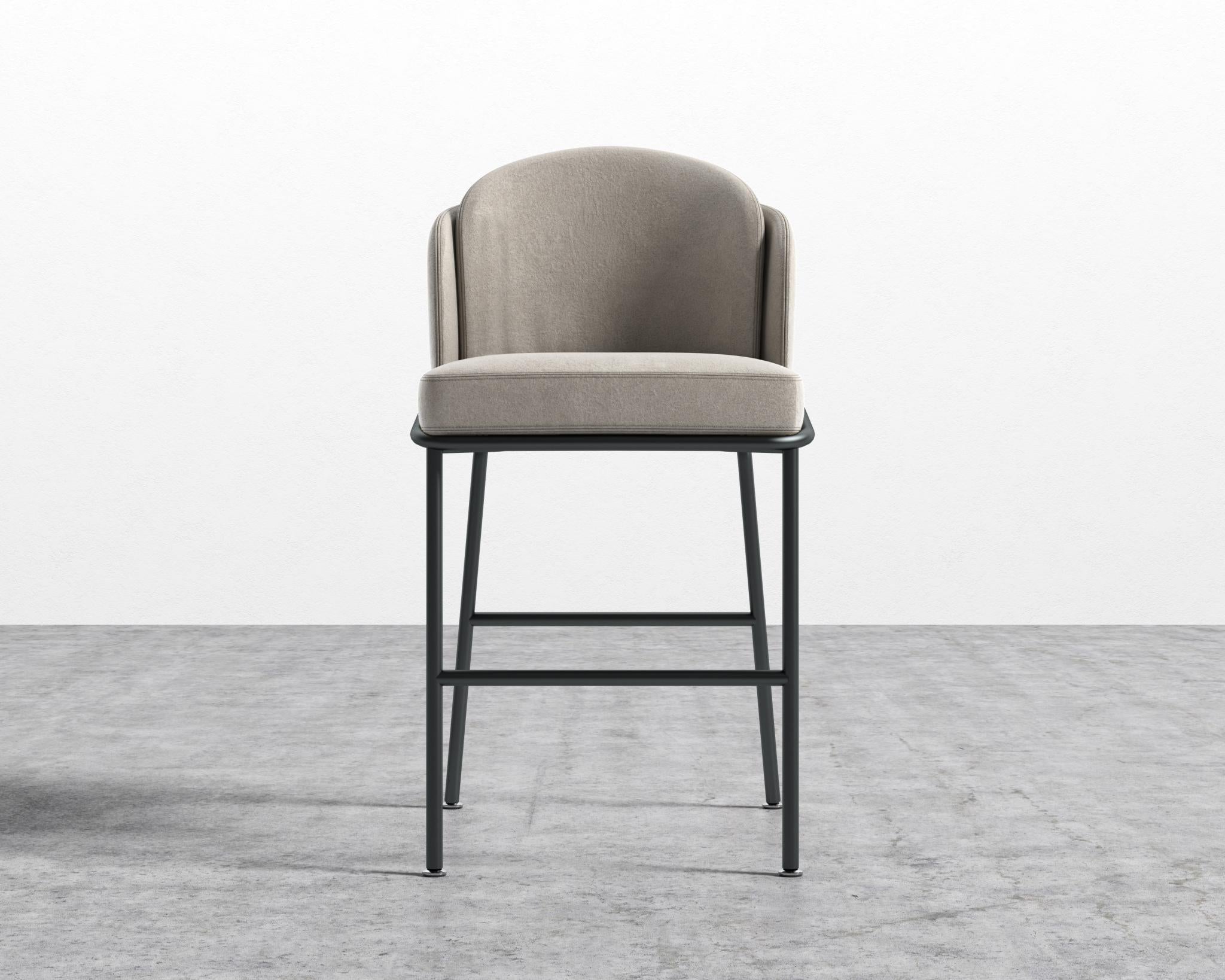 Angelo Counter Stool - Black - Angelo, Venice Vegan Suede - Latte