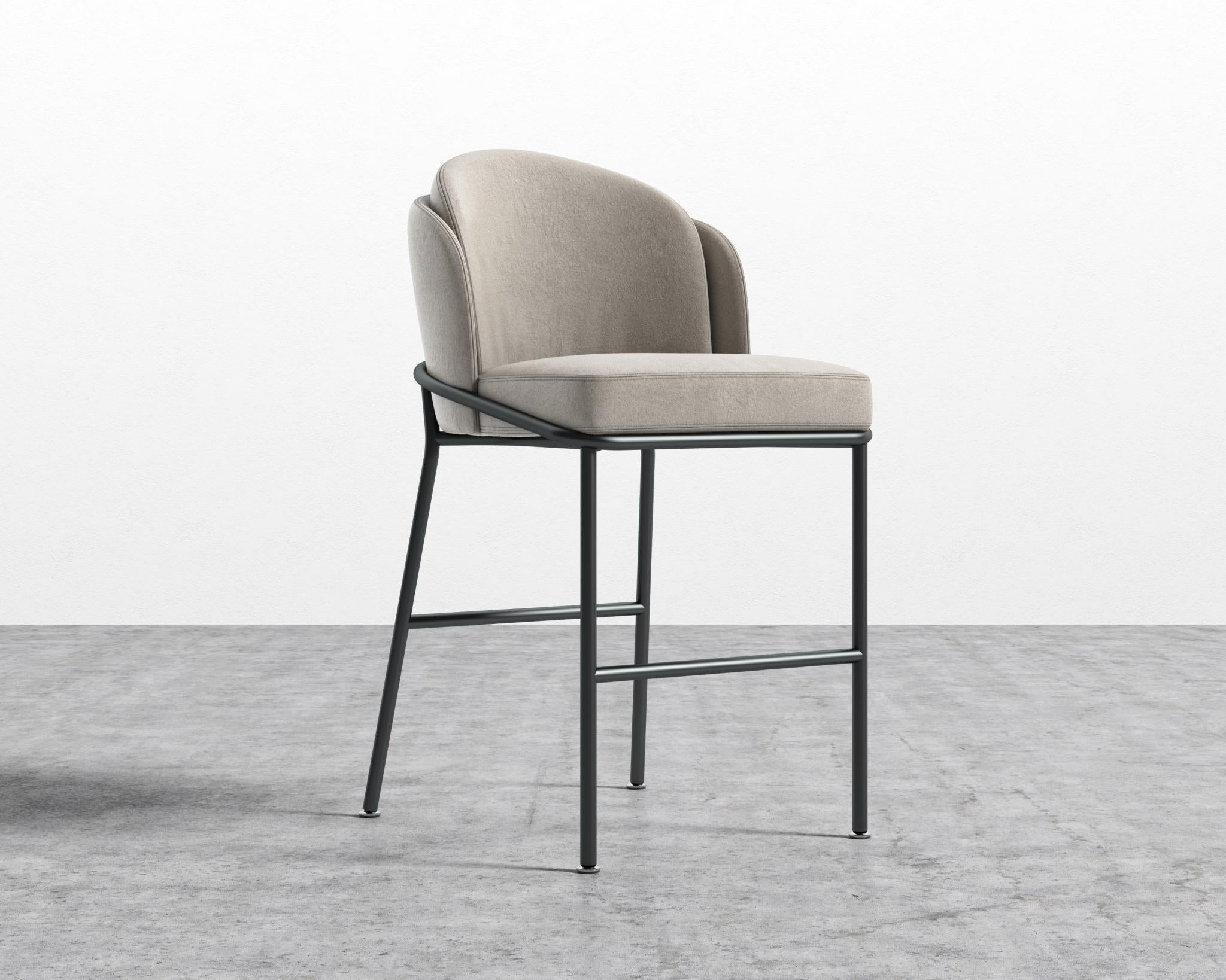 Angelo Counter Stool - Black - Angelo, Venice Vegan Suede - Latte