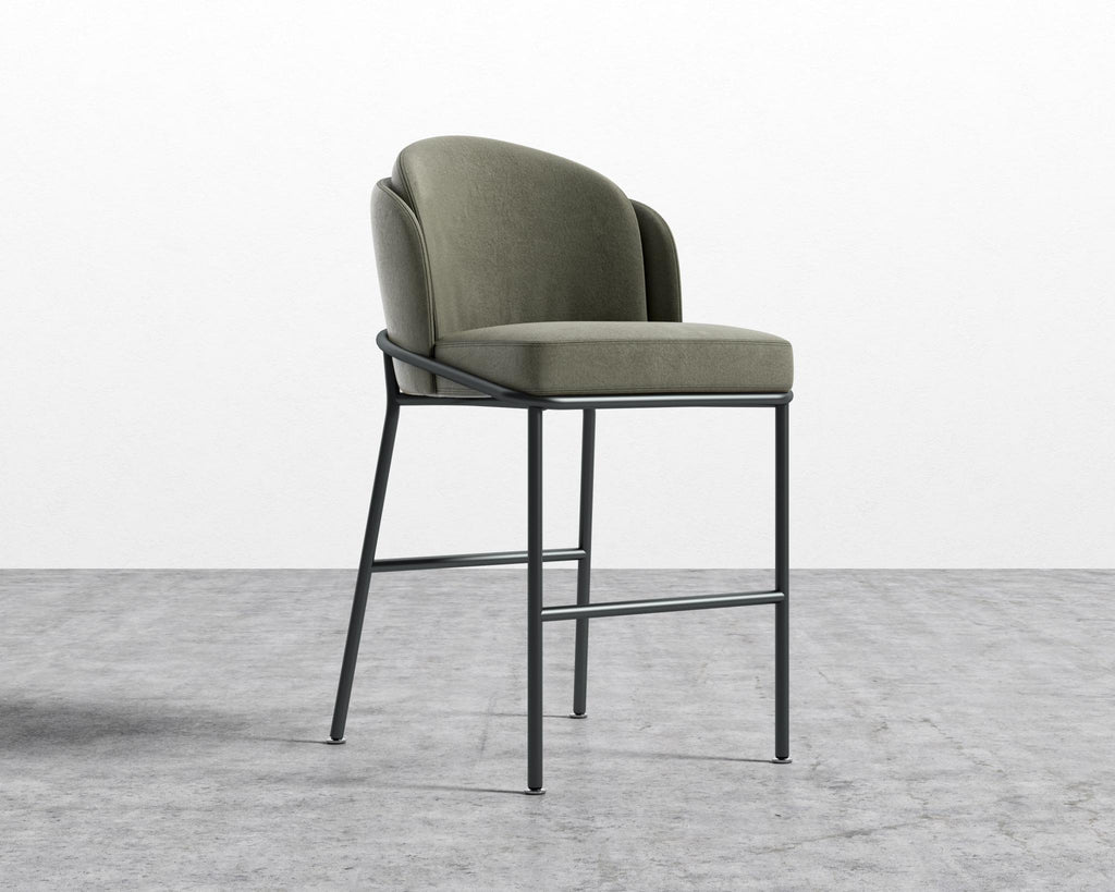 Angelo Counter Stool - Black - Angelo, Venice Vegan Suede - Sage