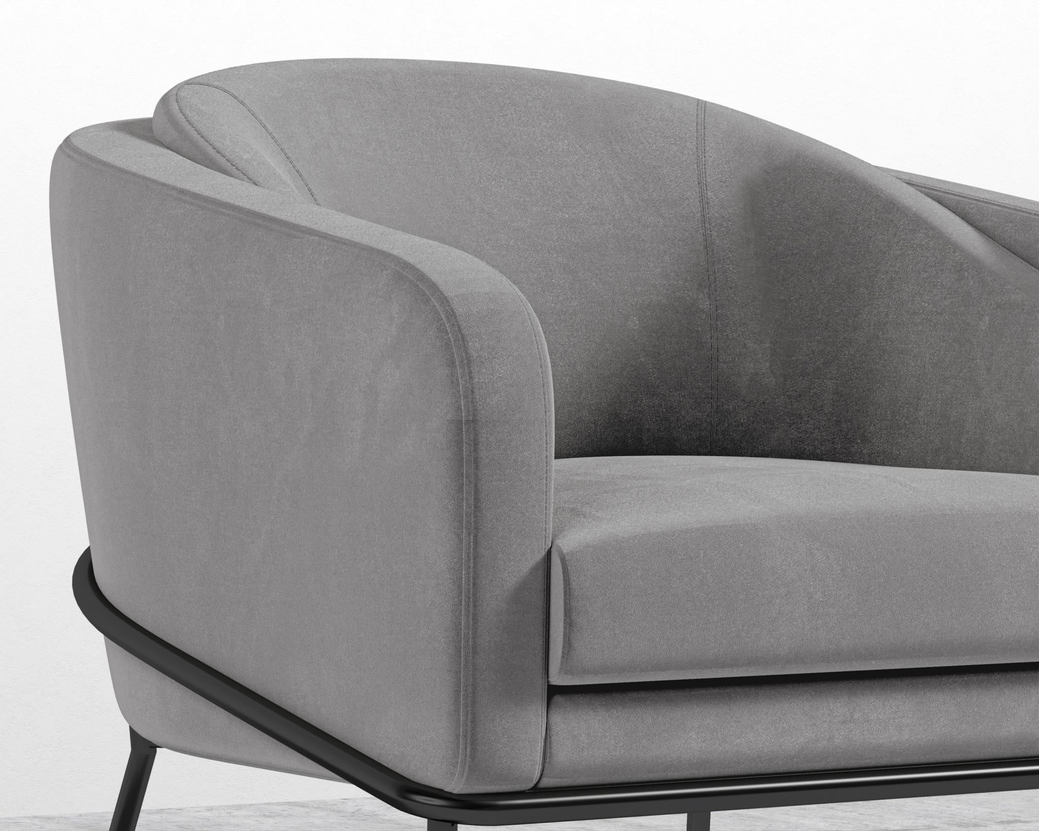 Angelo Lounge Chair - Black - Angelo, Plush Velvet - Glacier Grey