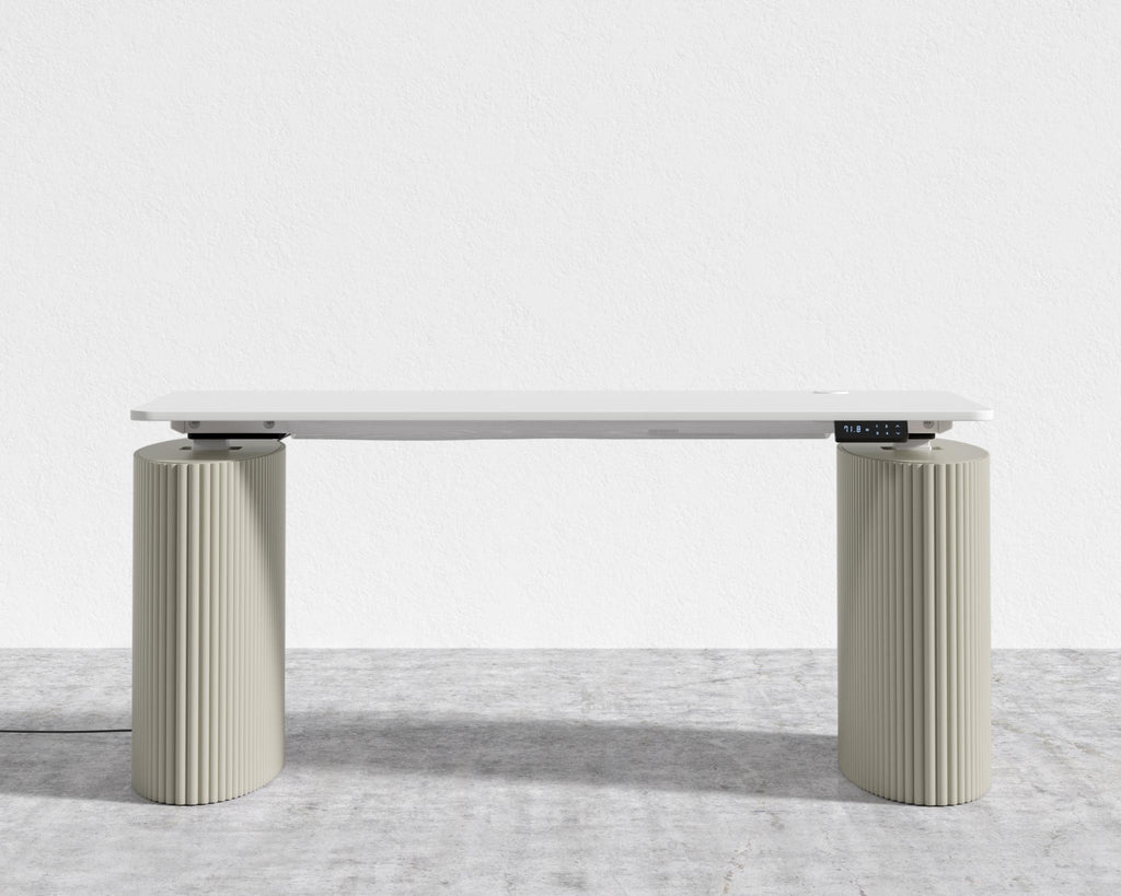 Athena Standing Desk - Alabaster Matte Lacquer, White