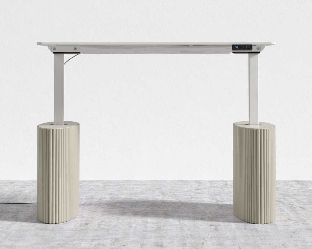Athena Standing Desk - Alabaster Matte Lacquer, White