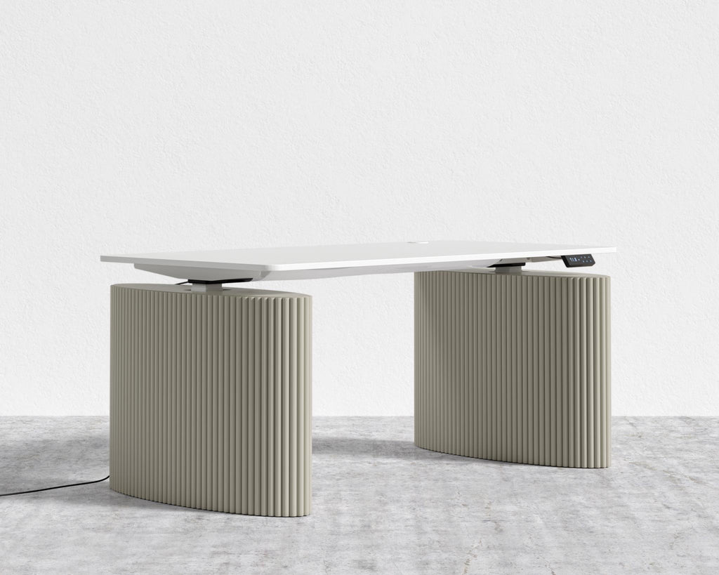 Athena Standing Desk - Alabaster Matte Lacquer, White