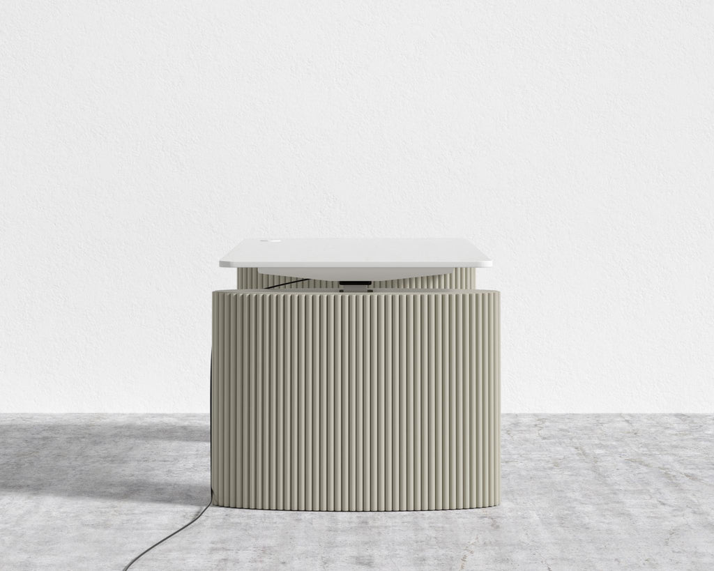 Athena Standing Desk - Alabaster Matte Lacquer, White