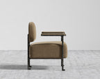 Forja Lounge Chair - Hammered Patina Chocolate, Ombra Velvet - Smoky Brown