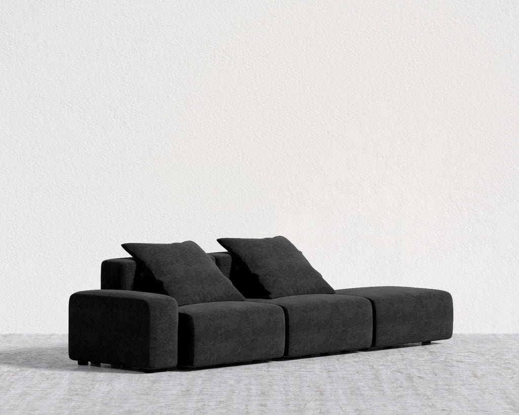Kaye Open End Sofa L - Large, Essential Cloud Weave - Obsidian