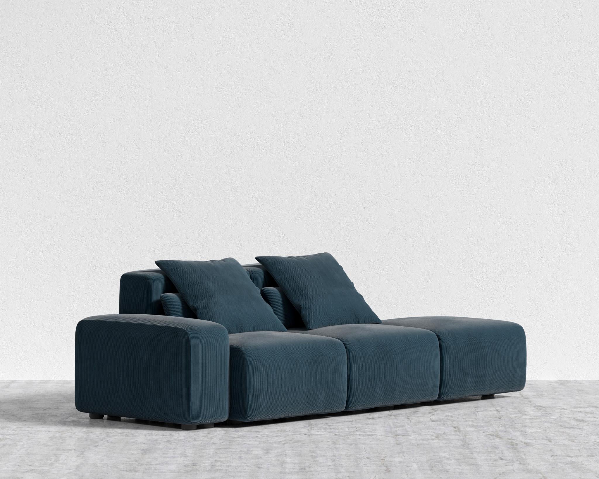 Kaye Open End Sofa S - Standard, Corduroy Velvet - Cadet Blue