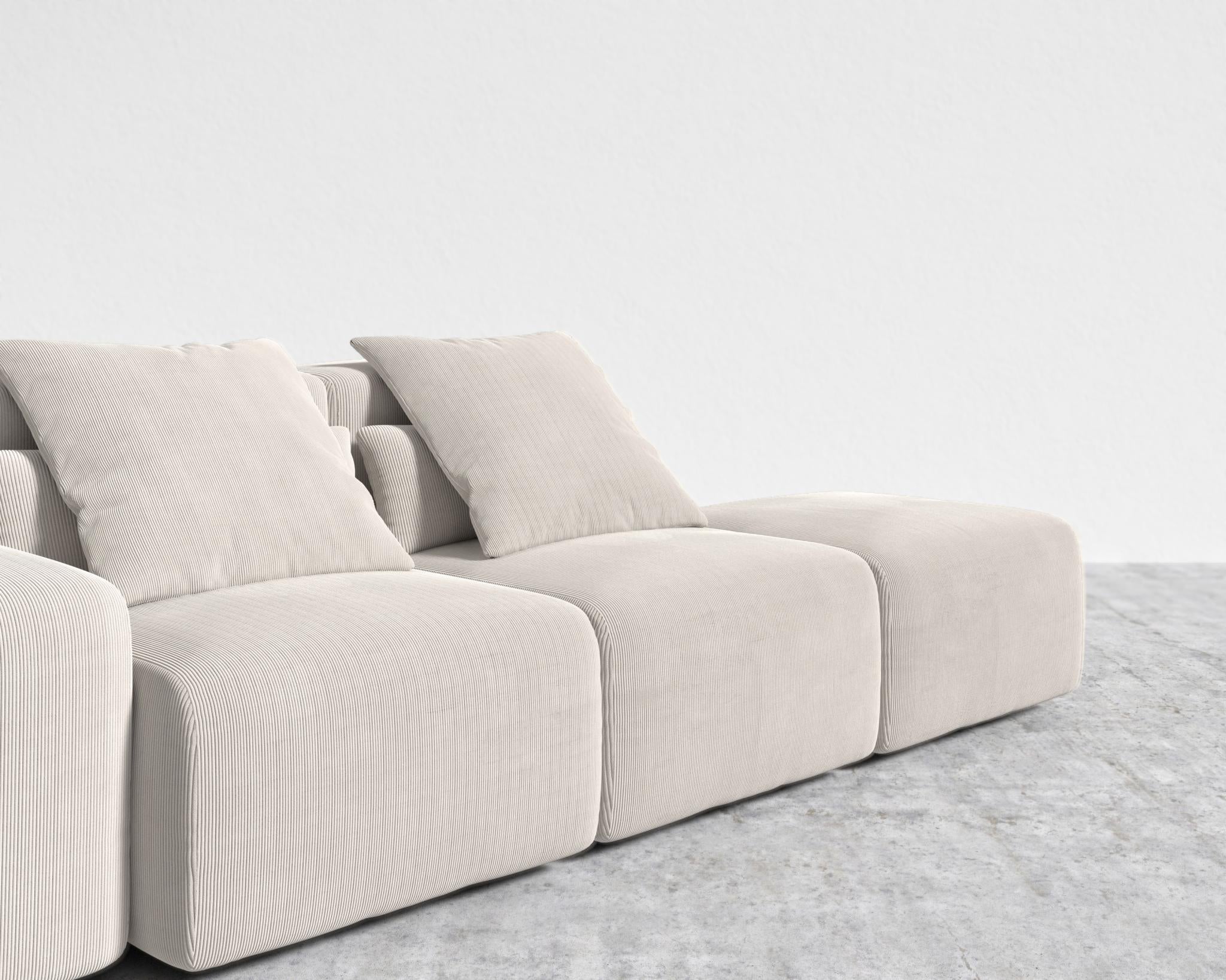 Kaye Open End Sofa S - Standard, Corduroy Velvet - Clay