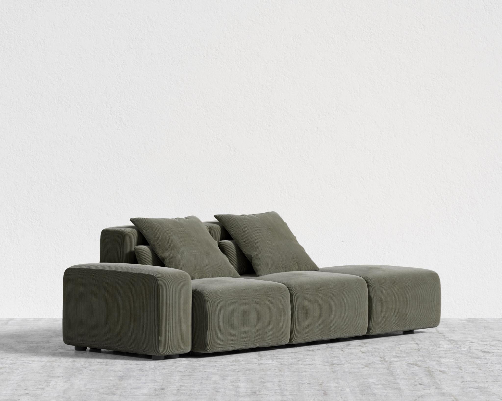 Kaye Open End Sofa S - Standard, Corduroy Velvet - Evergreen