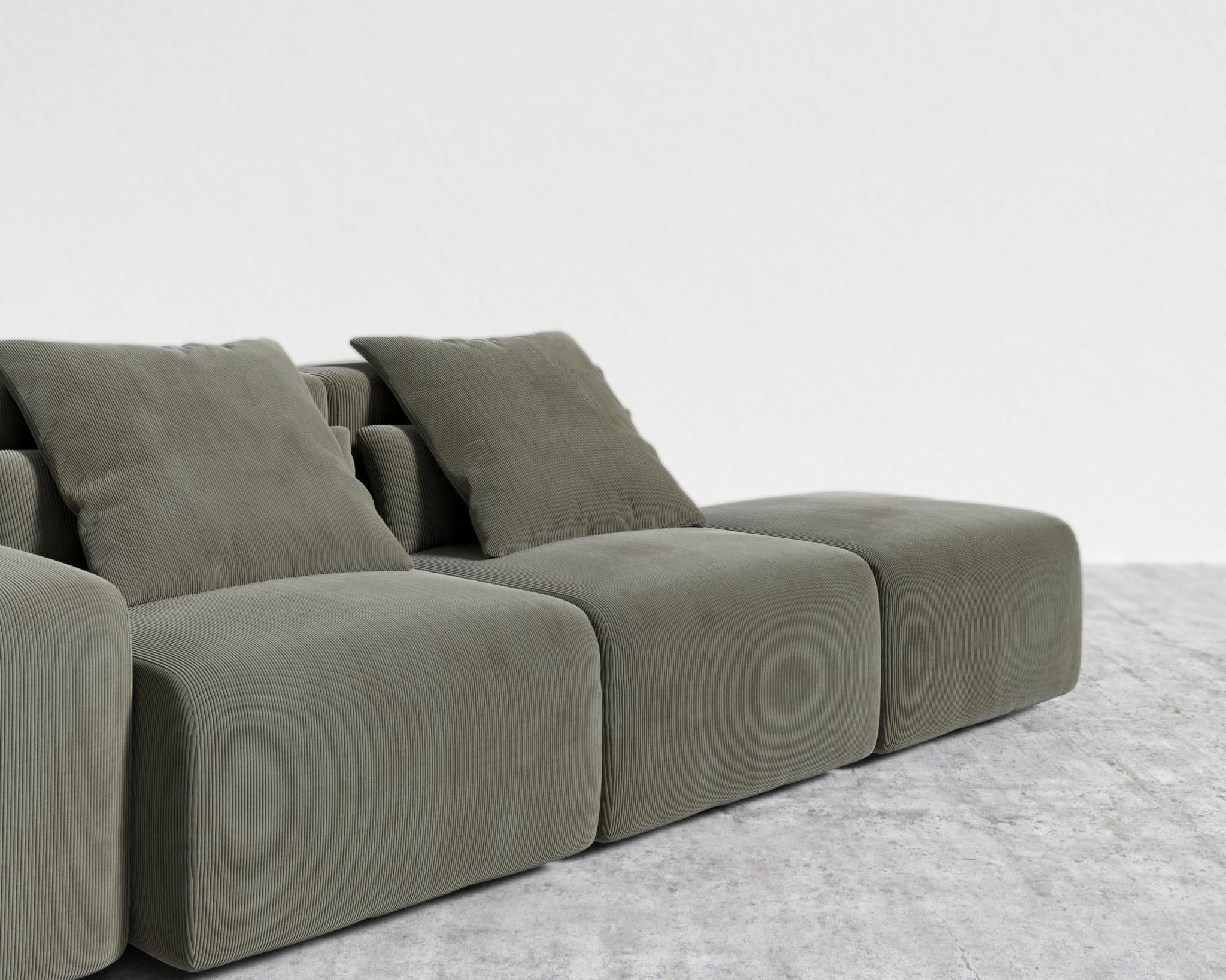 Kaye Open End Sofa S - Standard, Corduroy Velvet - Evergreen