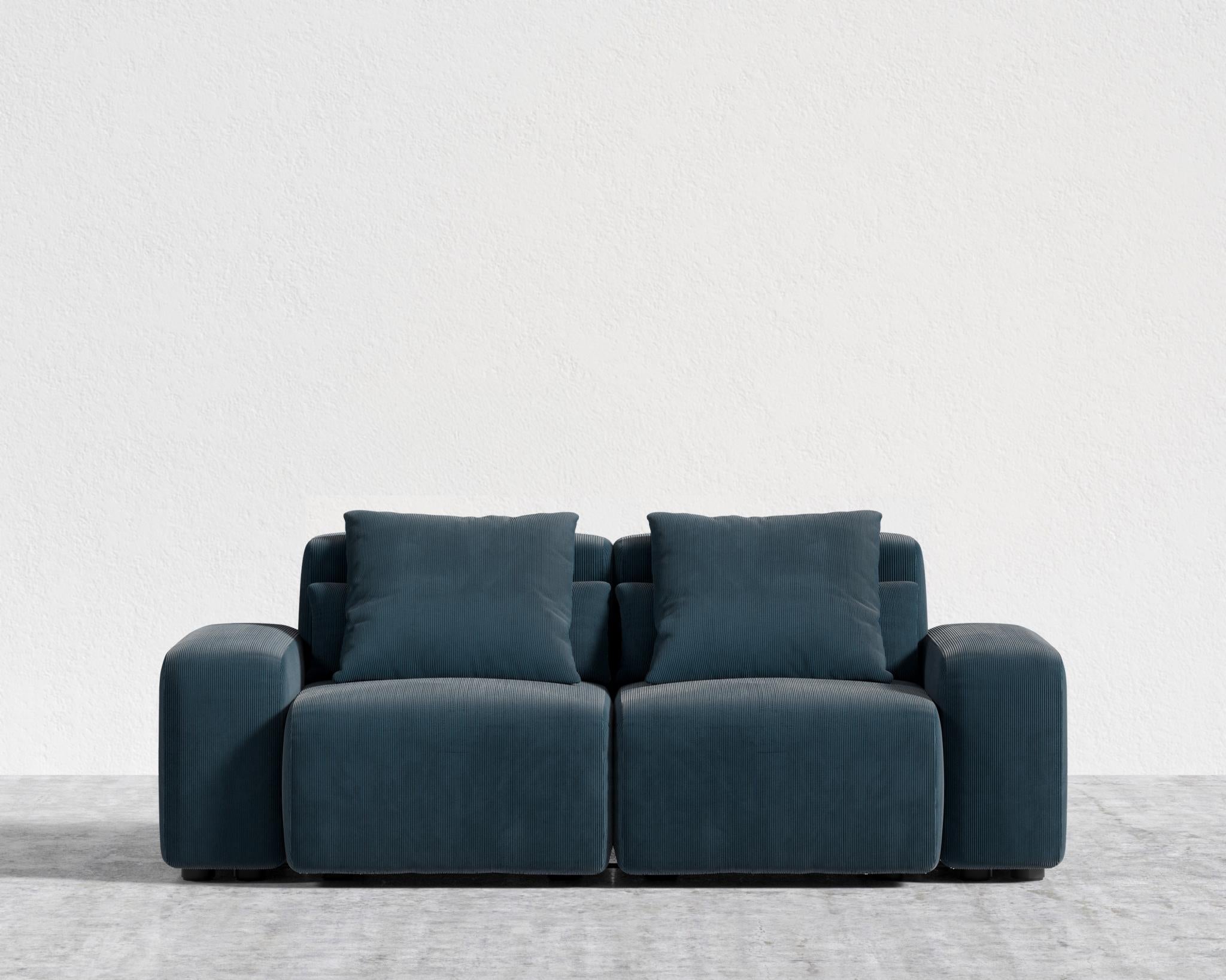 Kaye Sofa S - Standard, Corduroy Velvet - Cadet Blue