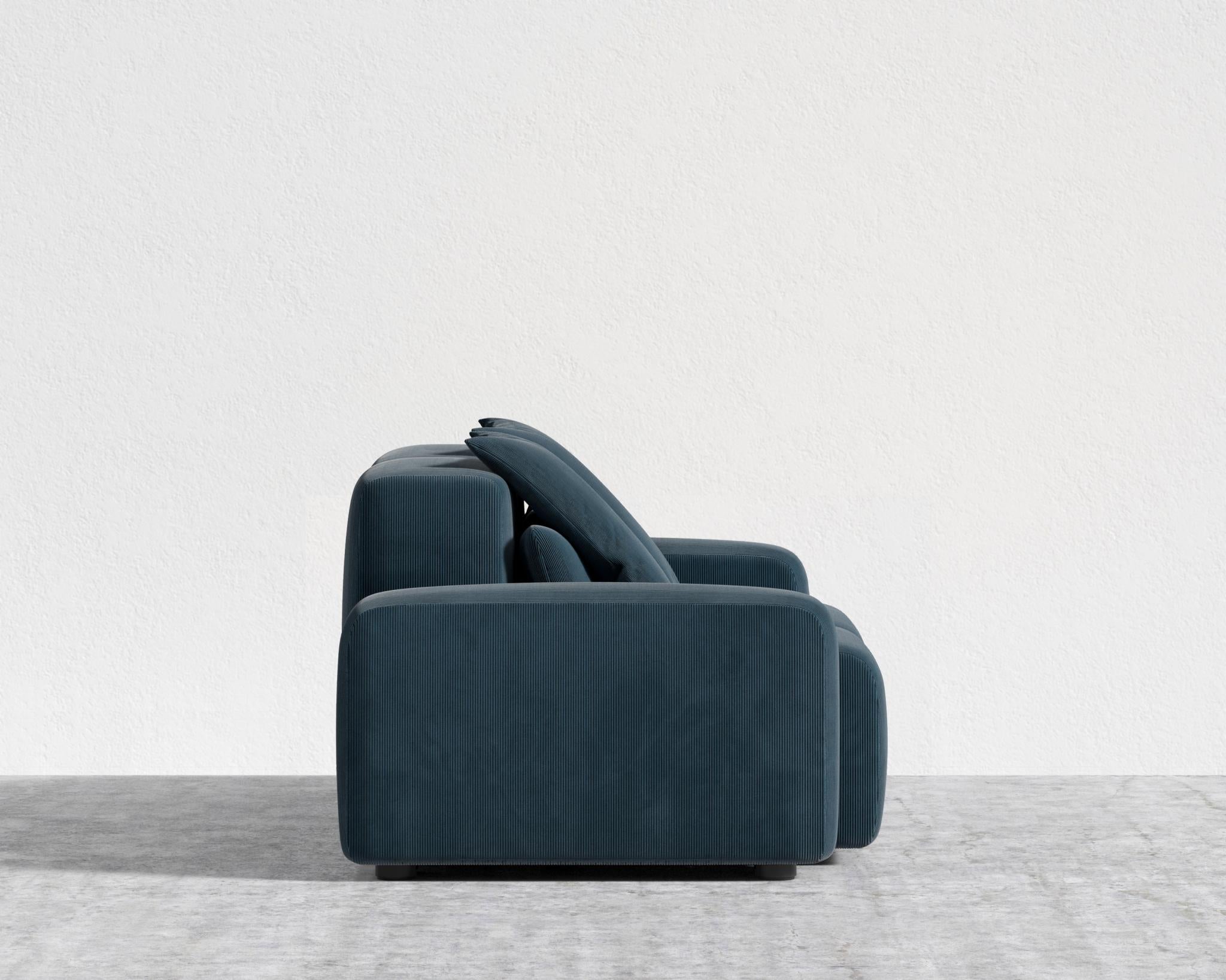 Kaye Sofa S - Standard, Corduroy Velvet - Cadet Blue