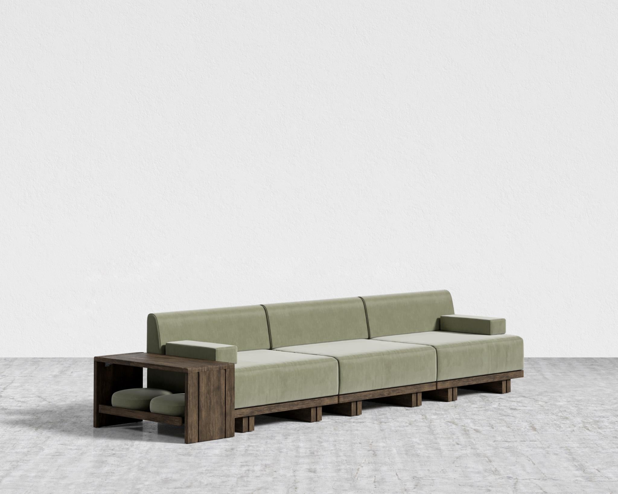Kyoto 3-Seater Sofa - Kyoto Truffle - Deep-cut, Cotton Velvet - Verdant