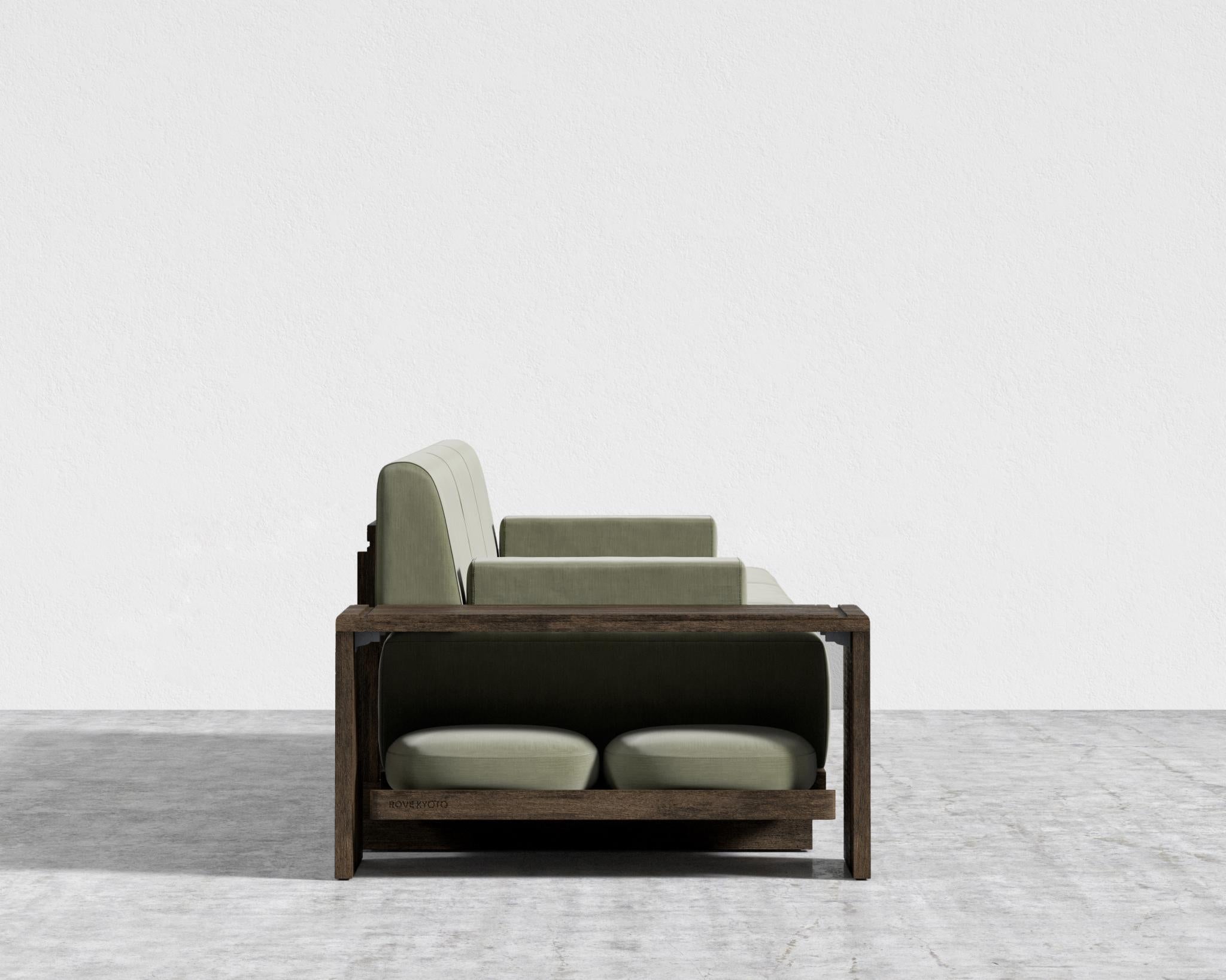 Kyoto 3-Seater Sofa - Kyoto Truffle - Deep-cut, Cotton Velvet - Verdant