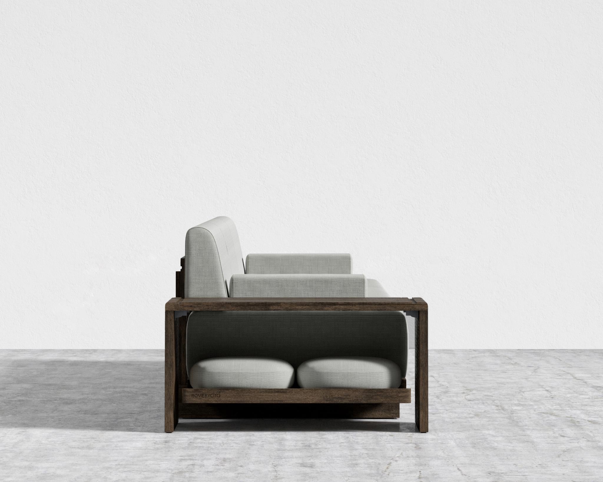 Kyoto 3-Seater Sofa - Kyoto Truffle - Deep-cut, Performance Linen - Dove