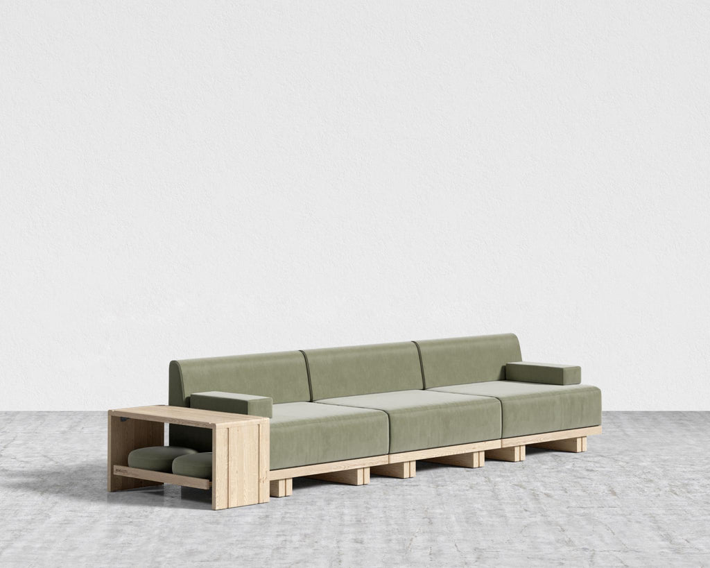 Kyoto 3-Seater Sofa - Kyoto Truffle - Deep-cut, Cotton Velvet - Verdant