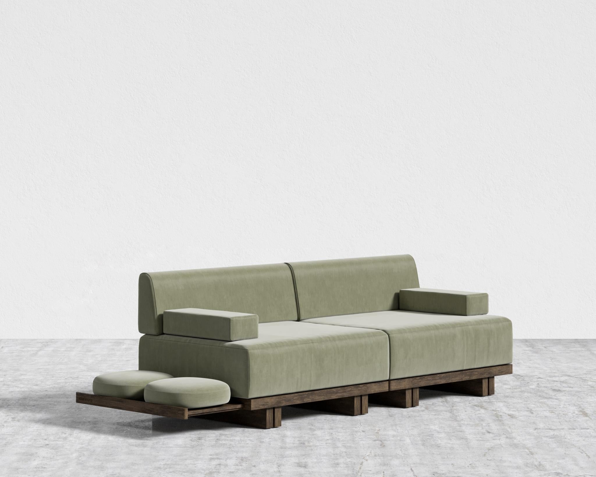 Kyoto Loveseat - Kyoto Truffle - Deep-cut, Cotton Velvet - Verdant