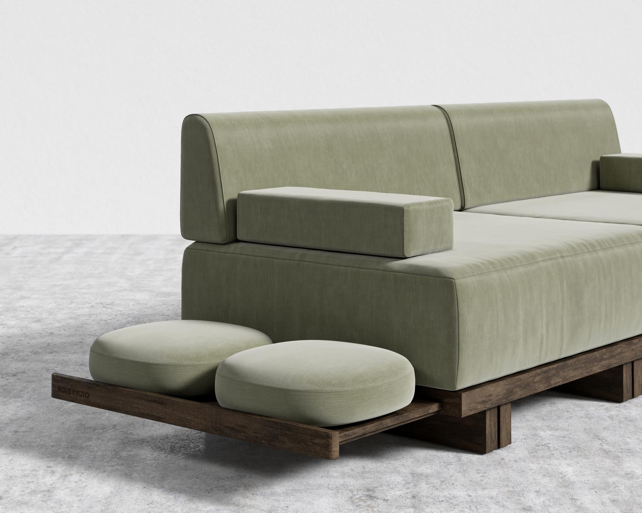 Kyoto Loveseat - Kyoto Truffle - Deep-cut, Cotton Velvet - Verdant