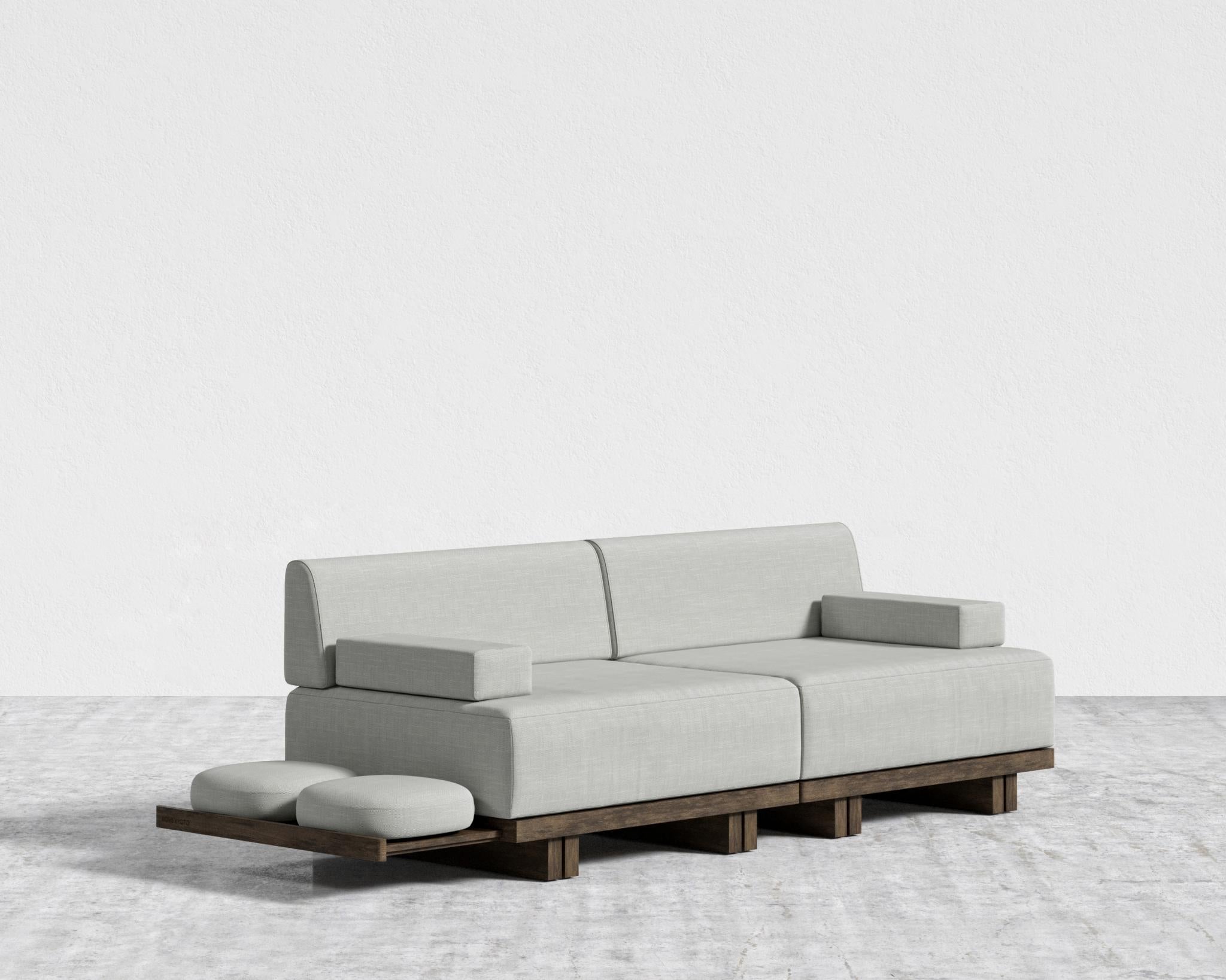 Kyoto Loveseat - Kyoto Truffle - Deep-cut, Performance Linen - Dove