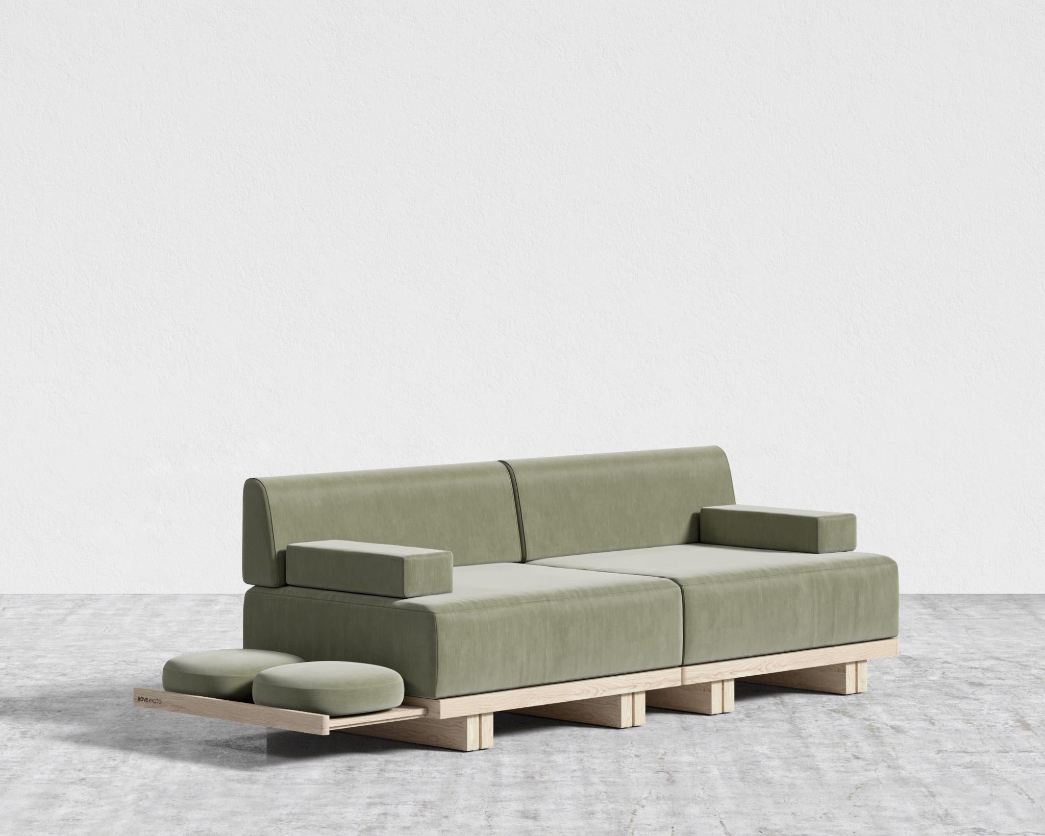 Kyoto Loveseat - Kyoto Light Ash, Cotton Velvet - Verdant