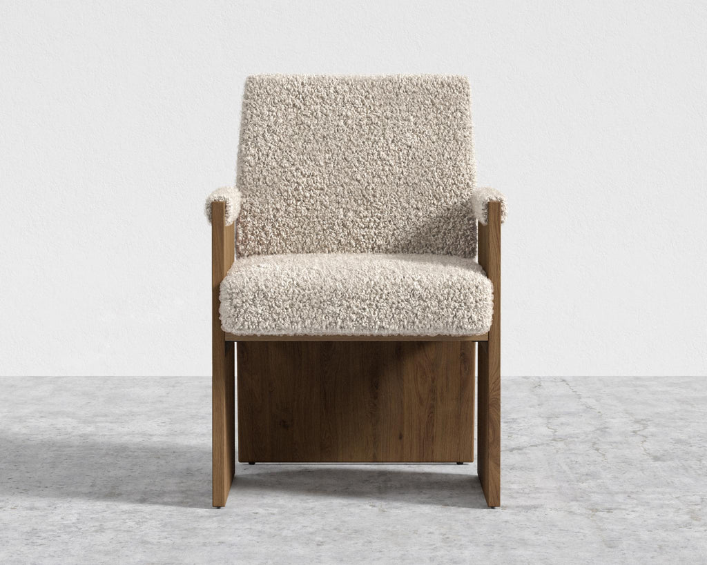 Study Chair by Maria Sharapova - Natural Acacia, Shearling - Almond