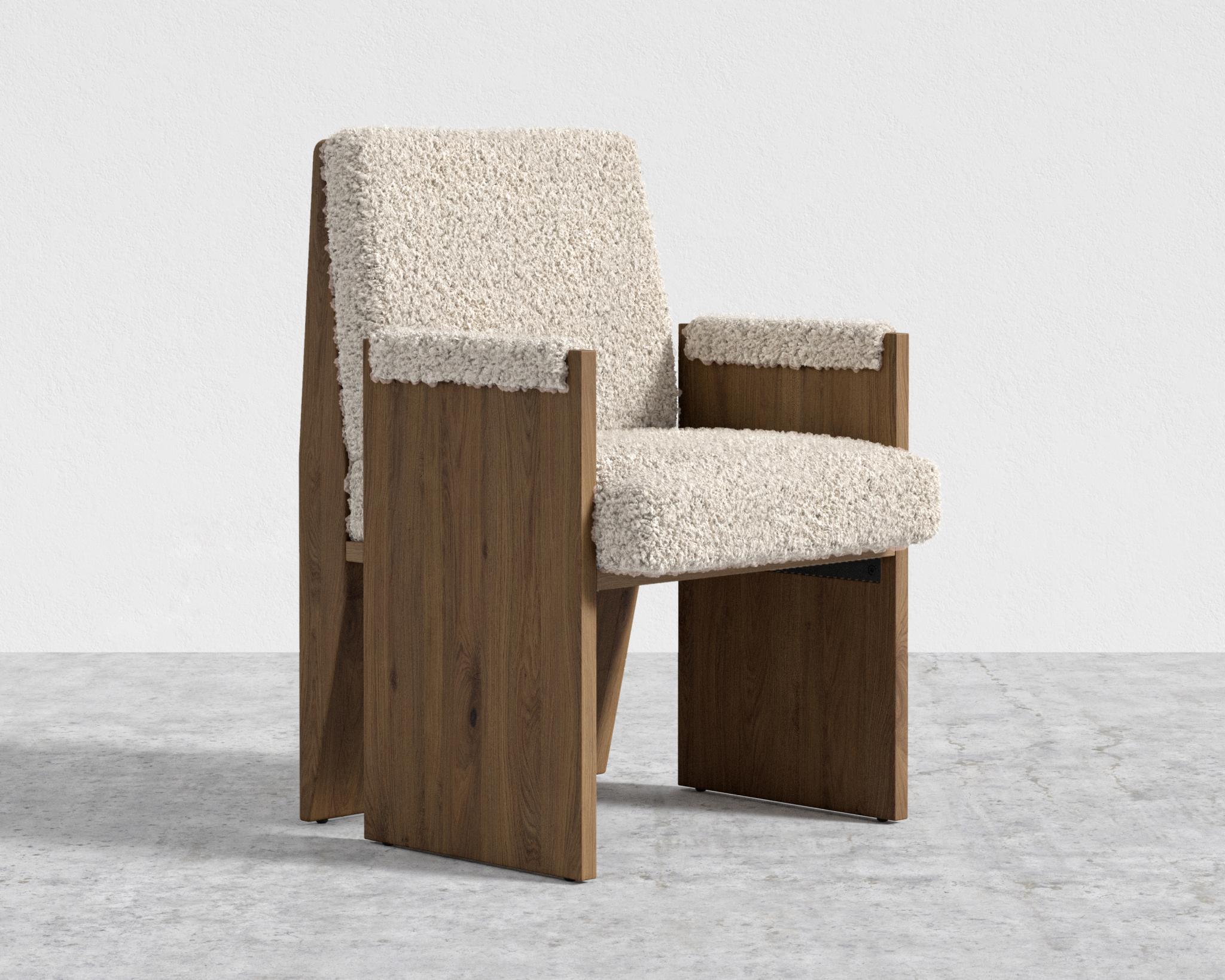 Study Chair by Maria Sharapova - Natural Acacia, Shearling - Almond