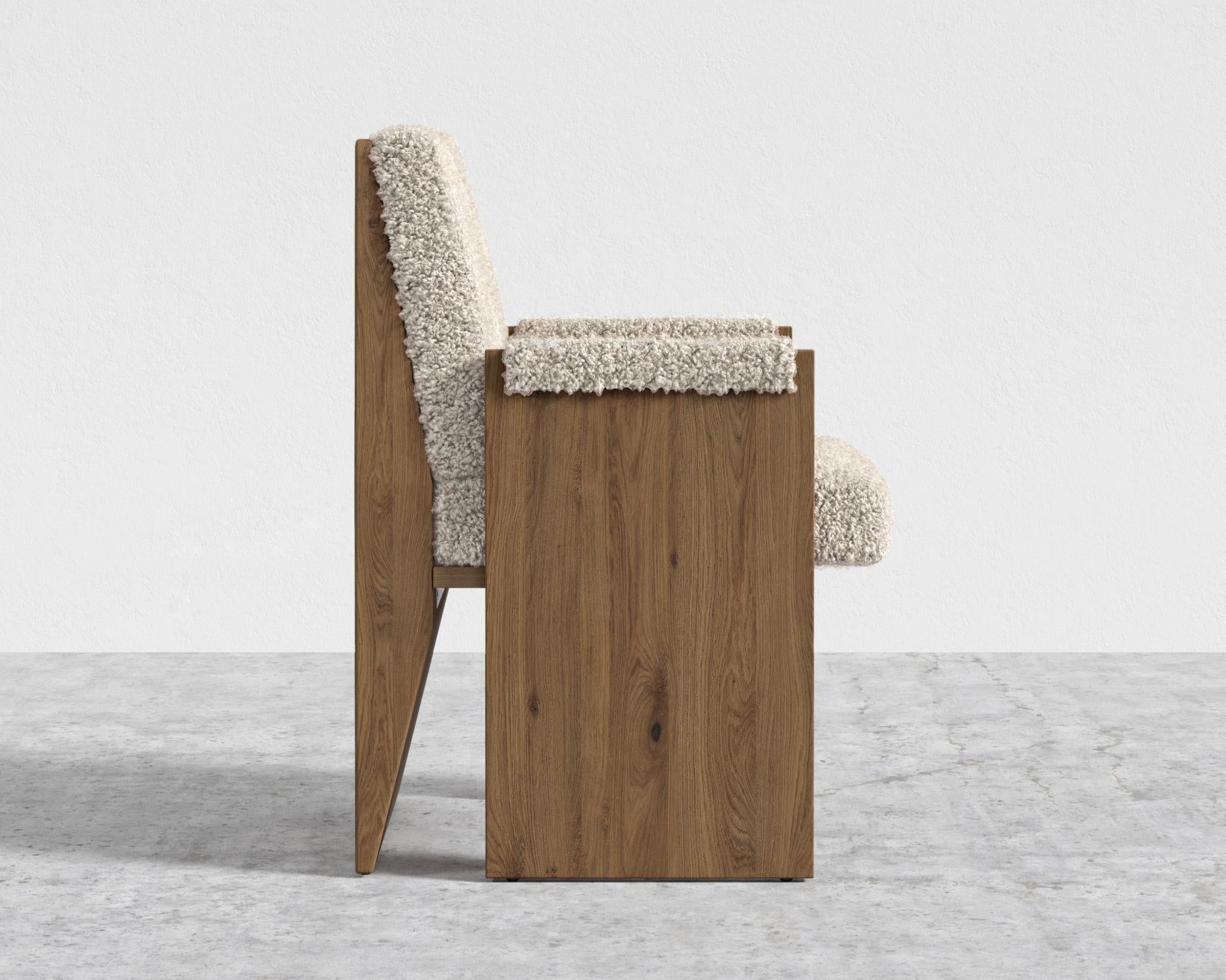 Study Chair by Maria Sharapova - Natural Acacia, Shearling - Almond