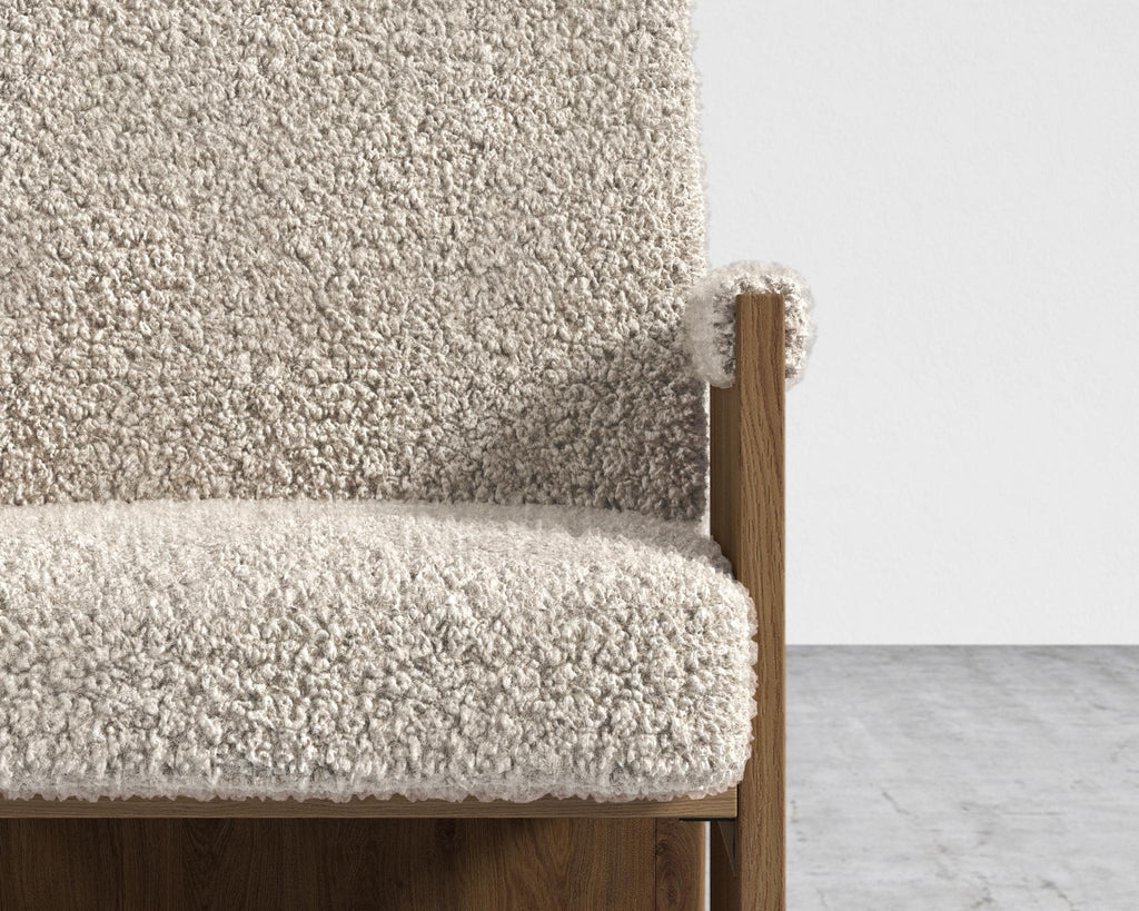 Study Chair by Maria Sharapova - Natural Acacia, Shearling - Almond