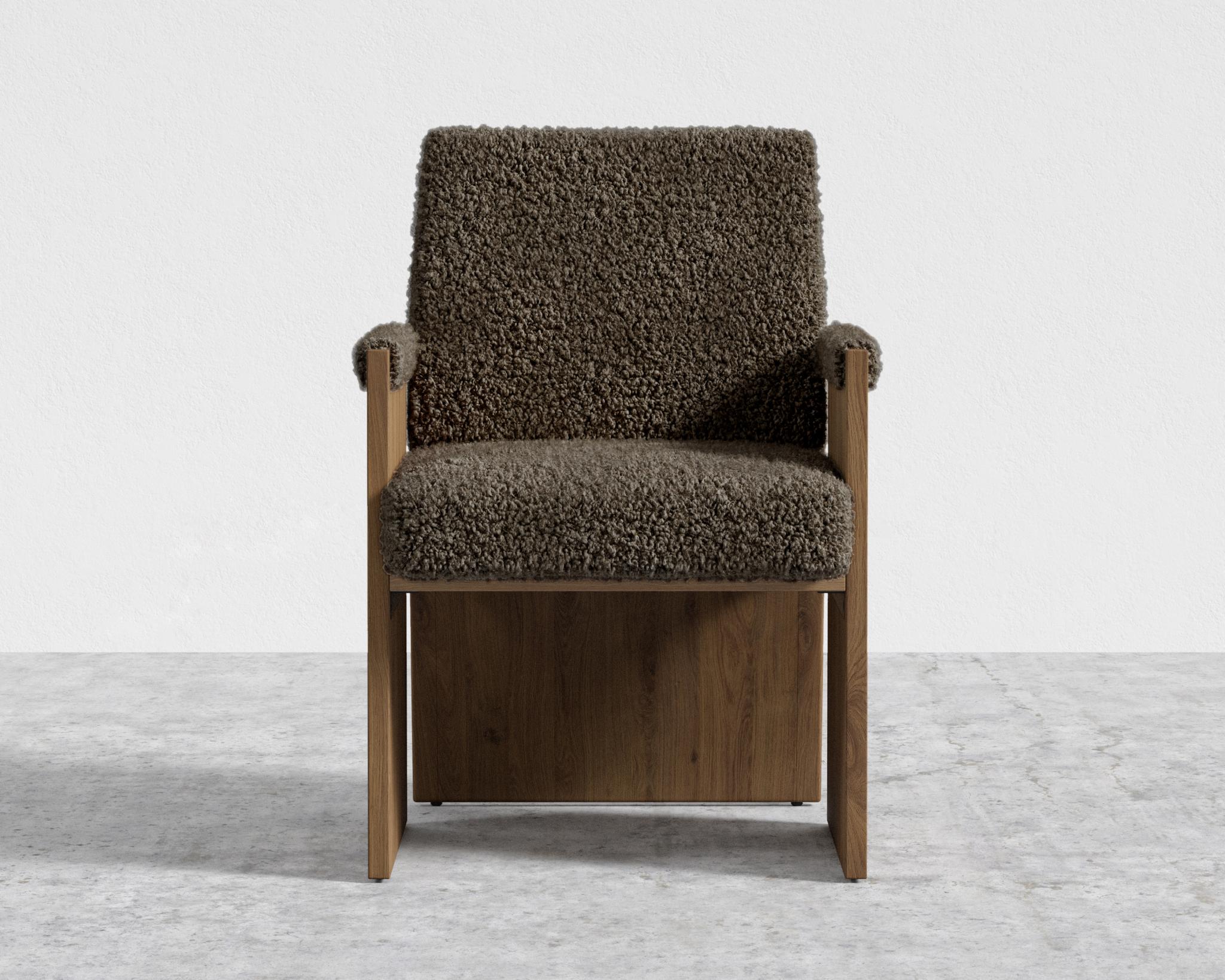 Study Chair by Maria Sharapova - Natural Acacia, Shearling - Espresso