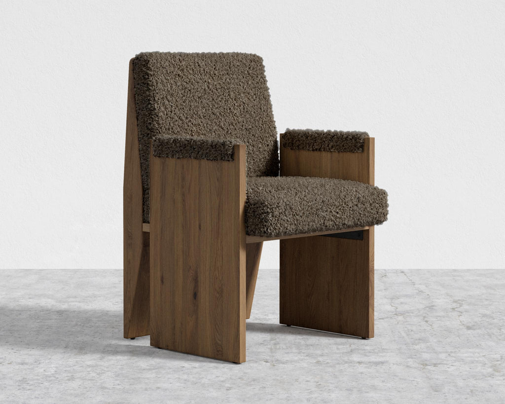 Study Chair by Maria Sharapova - Natural Acacia, Shearling - Espresso