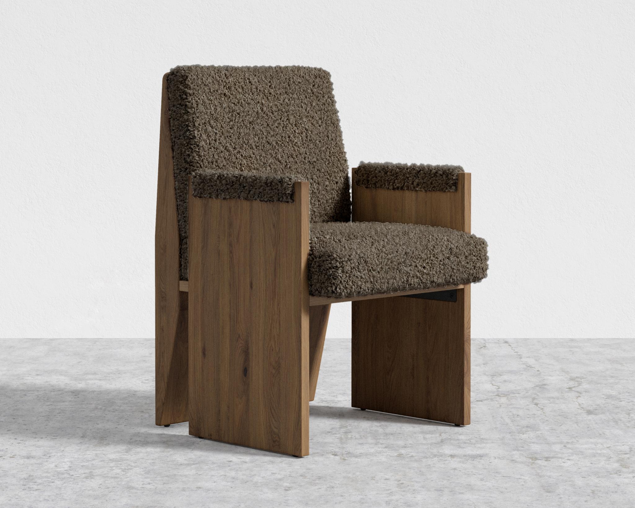Study Chair by Maria Sharapova - Natural Acacia, Shearling - Espresso