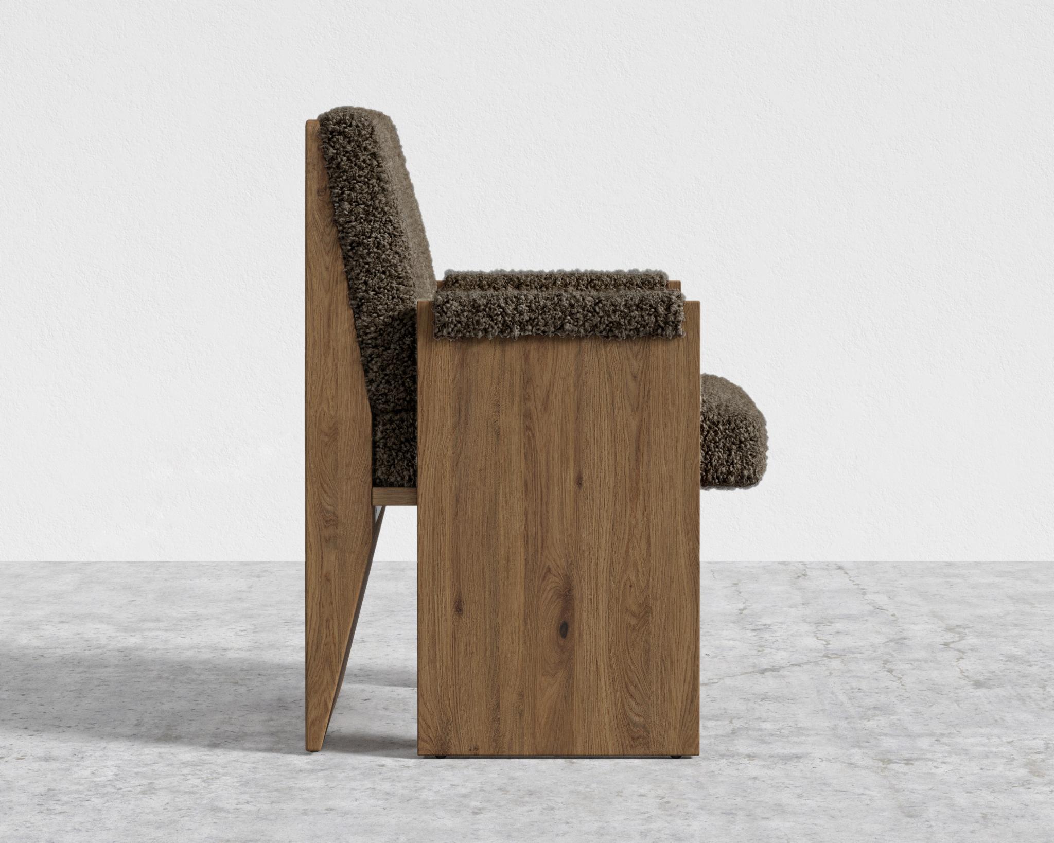 Study Chair by Maria Sharapova - Natural Acacia, Shearling - Espresso