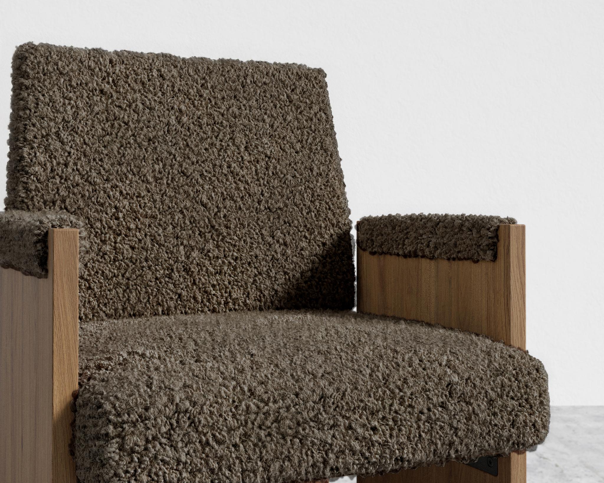 Study Chair by Maria Sharapova - Natural Acacia, Shearling - Espresso