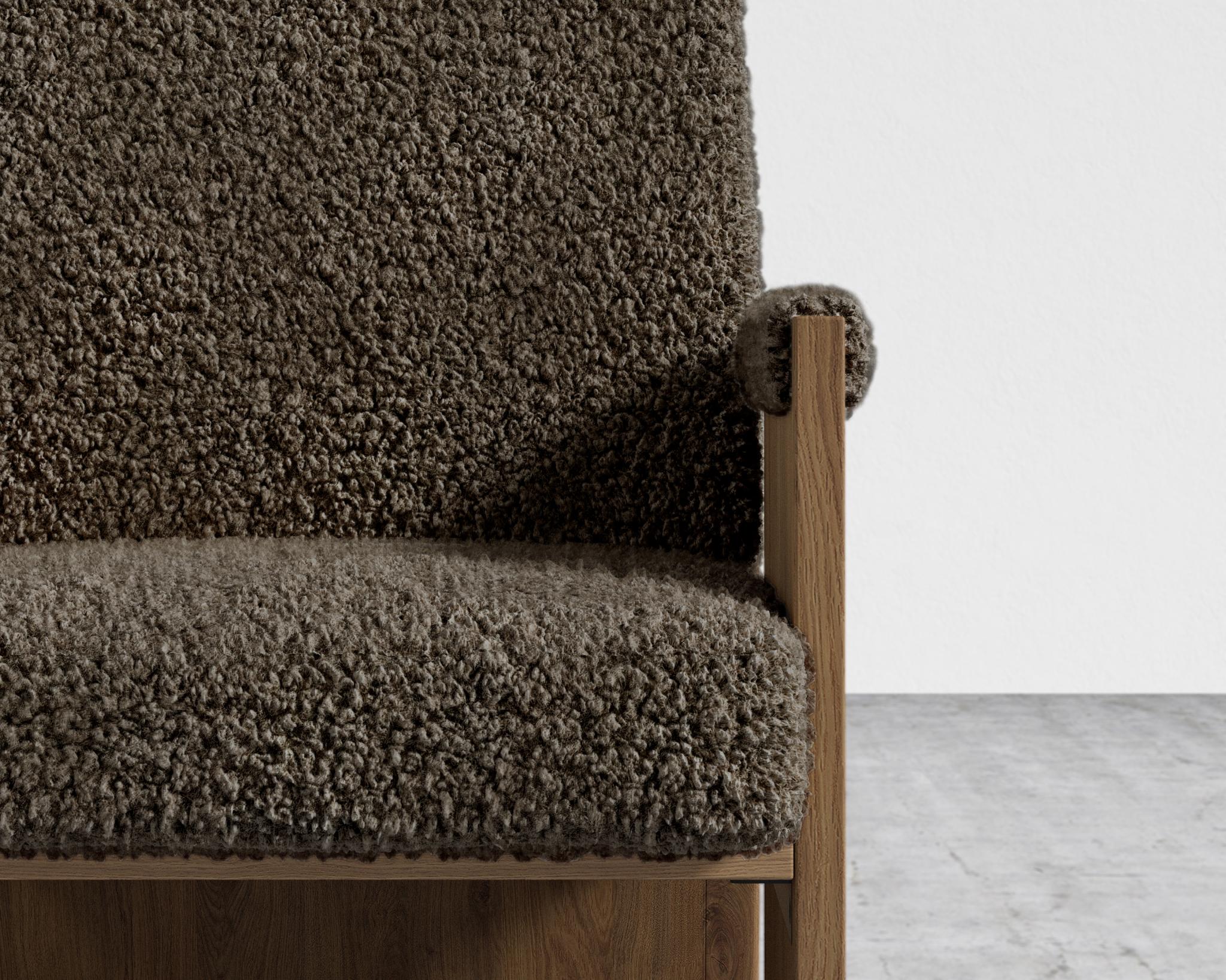 Study Chair by Maria Sharapova - Natural Acacia, Shearling - Espresso