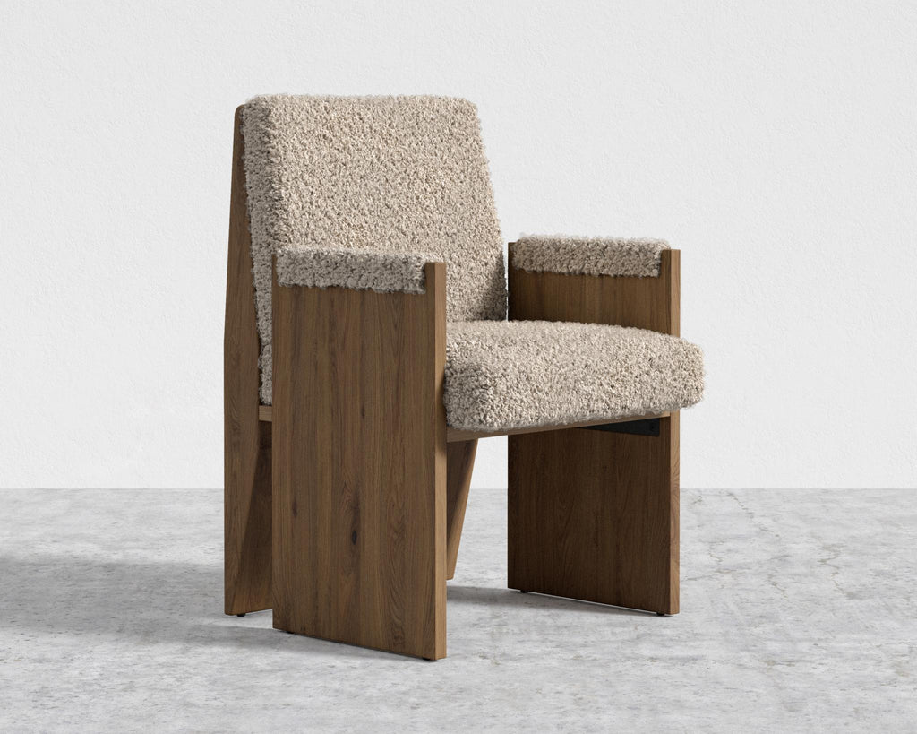 Study Chair by Maria Sharapova - Natural Acacia, Shearling - Fawn