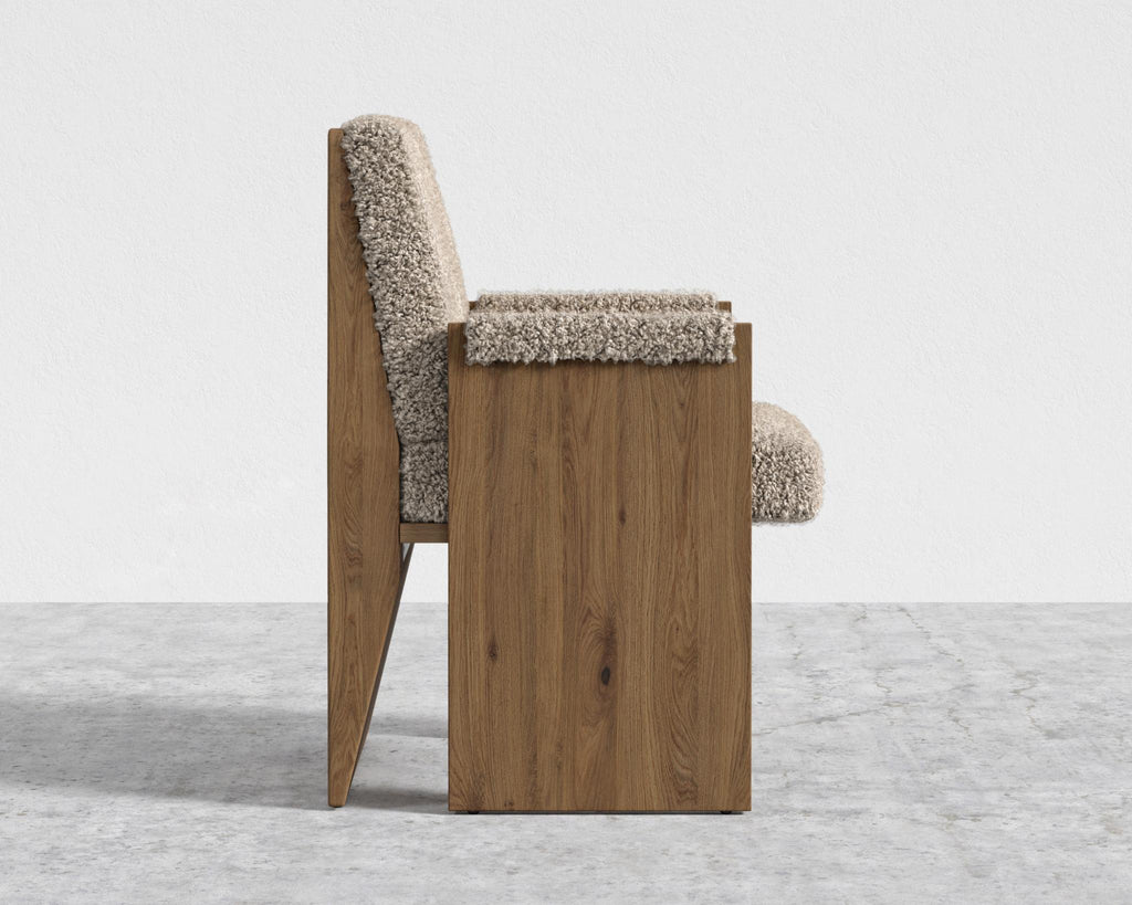 Study Chair by Maria Sharapova - Natural Acacia, Shearling - Fawn